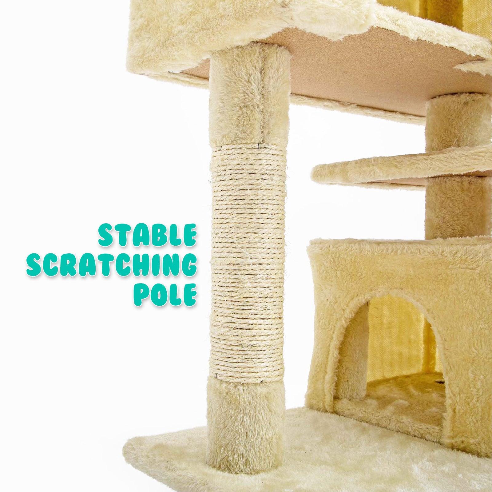 Paw Mate 130cm Beige Cat Tree Soho Multi Level Scratcher - Pet Parlour Australia