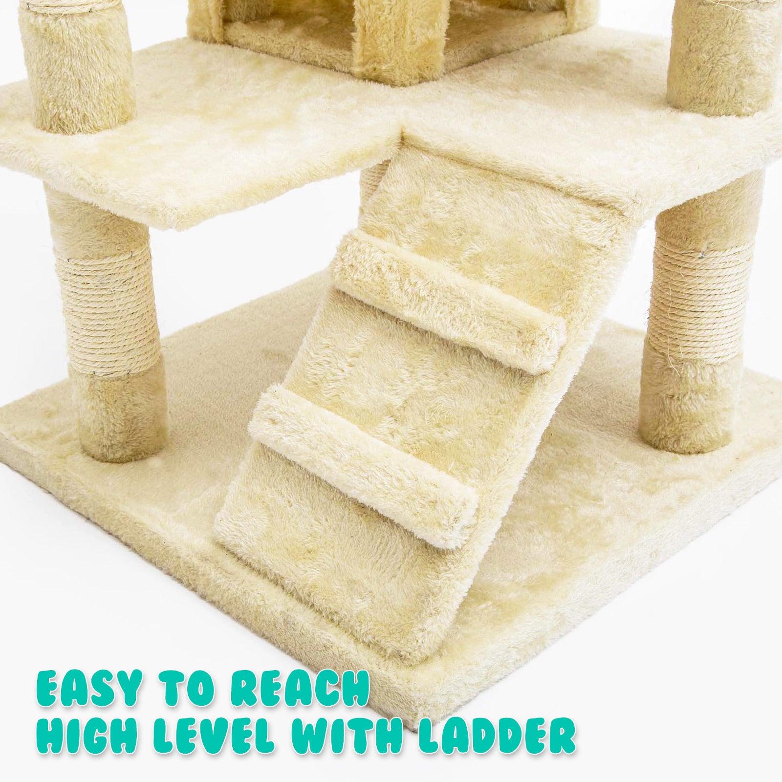 Paw Mate 130cm Beige Cat Tree Soho Multi Level Scratcher - Pet Parlour Australia