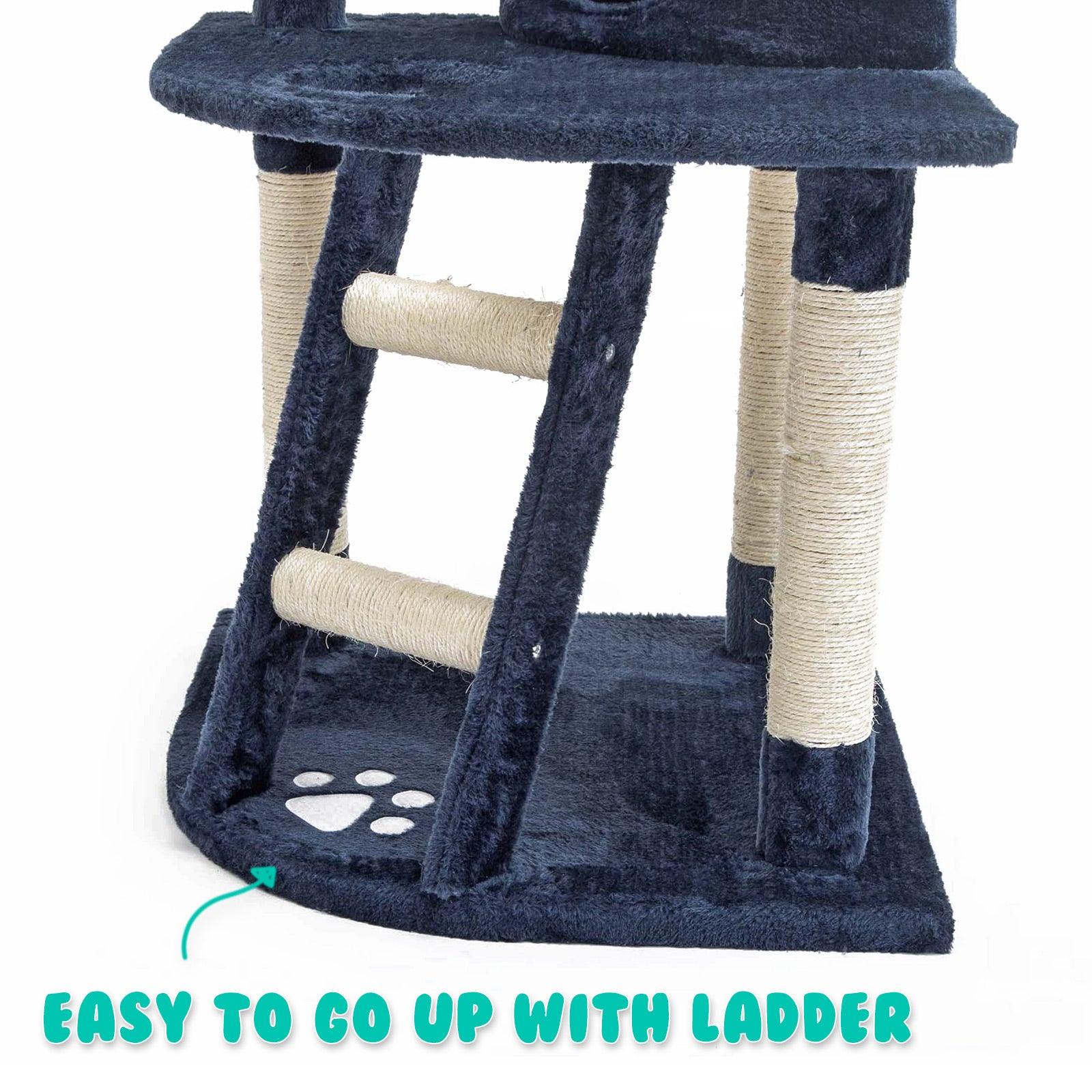 Paw Mate 120cm Blue Cat Tree Bear Multi Level Scratcher - Pet Parlour Australia