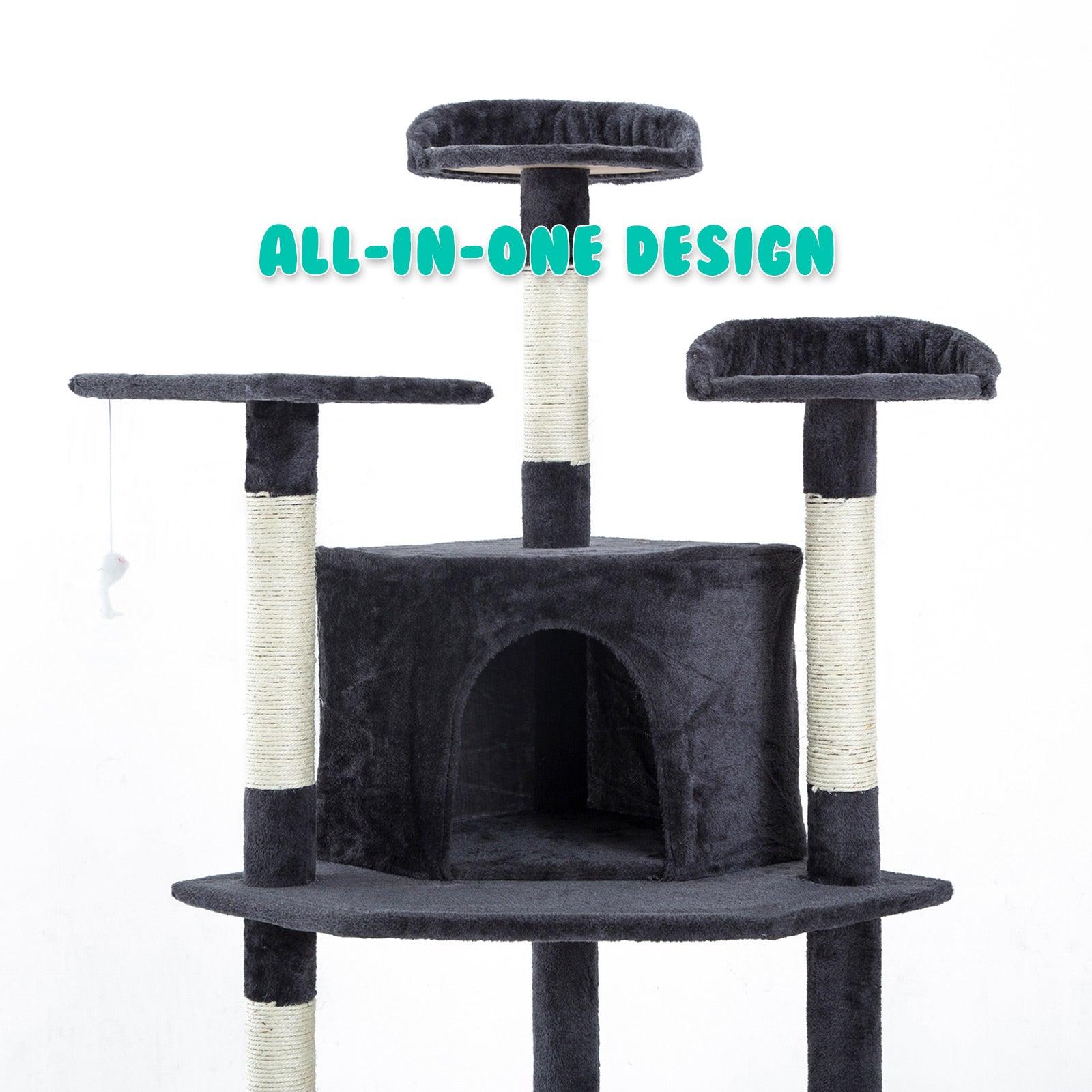 Paw Mate 201cm Grey Cat Tree Parala Multi Level Scratcher - Pet Parlour Australia