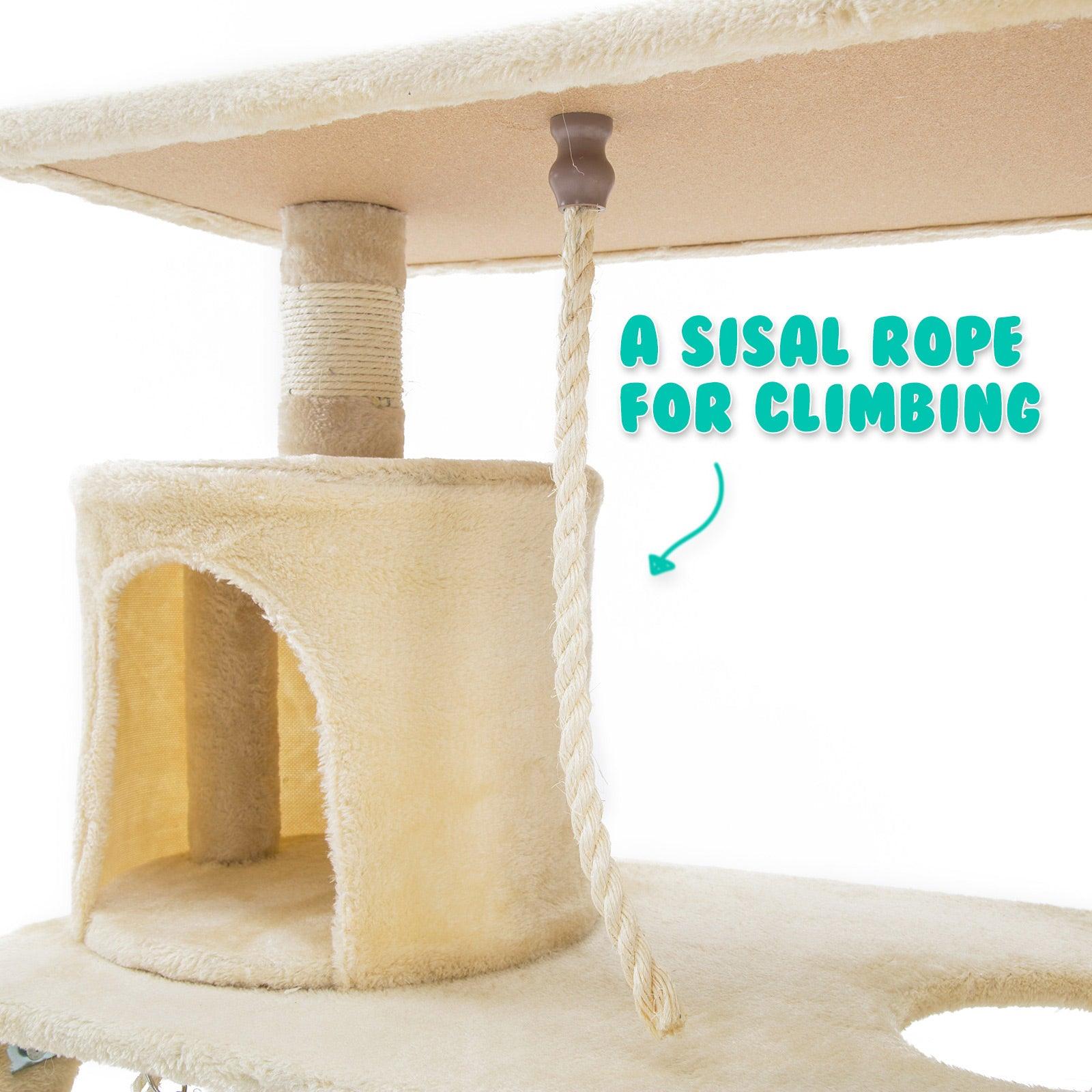 Paw Mate 140cm Beige Cat Tree Maple Multi Level Scratcher - Pet Parlour Australia