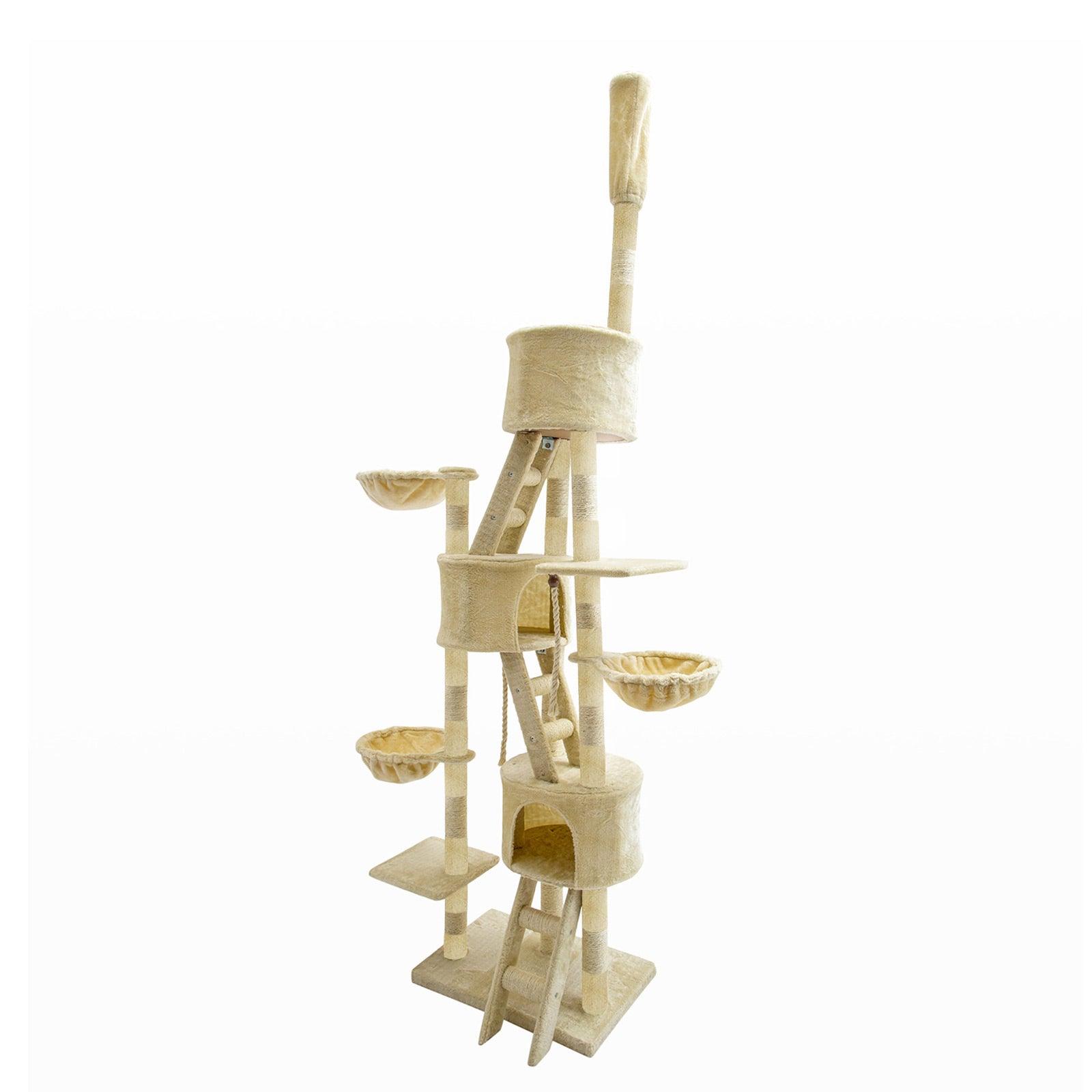 Paw Mate 262cm Beige Cat Tree Paradise Multi Level Scratcher - Pet Parlour Australia