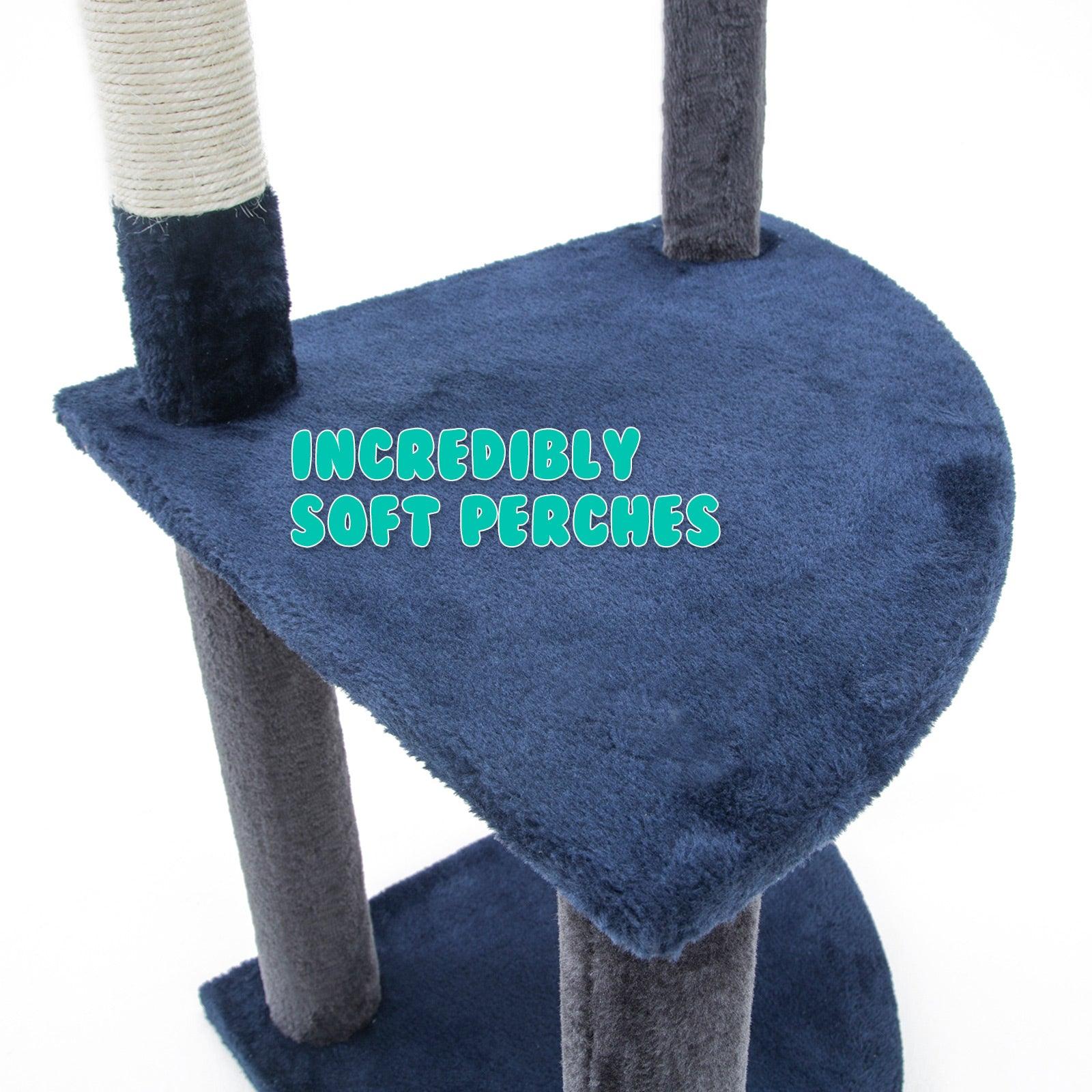 Paw Mate 96cm Blue Cat Tree Luna Multi Level Scratcher - Pet Parlour Australia