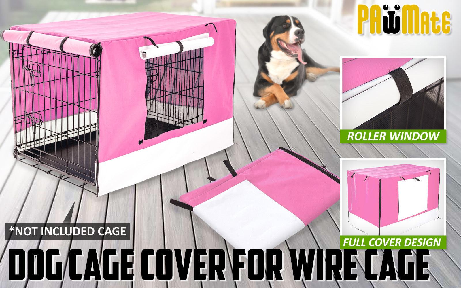 Paw Mate Pink Cage Cover Enclosure for Wire Dog Cage Crate 24in - Pet Parlour Australia