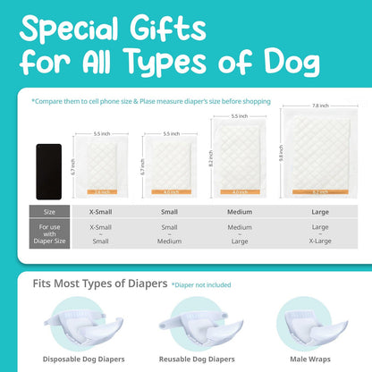 PawPang S Dog Wrap Reusable Male + 10 Ct S Diaper Booster Pads Disposable - Pet Parlour Australia