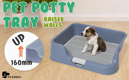 PS KOREA Blue Dog Pet Potty Tray Training Toilet Raised Walls T1 - Pet Parlour Australia