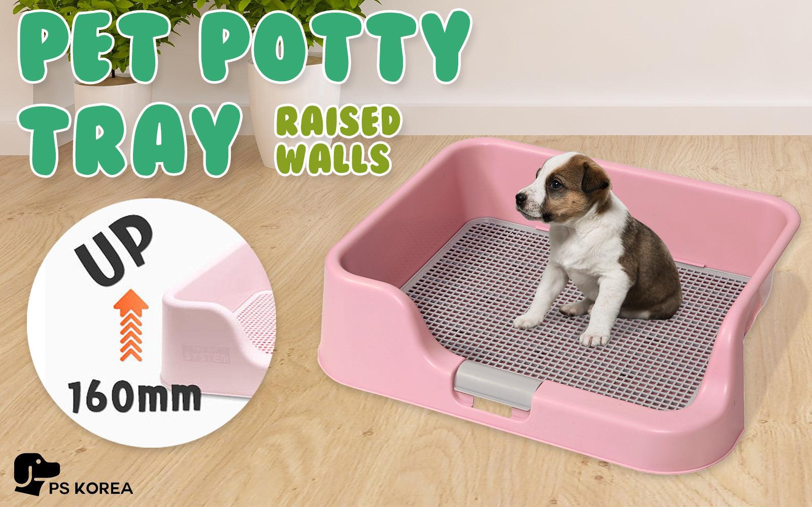 PS KOREA Pink Dog Pet Potty Tray Training Toilet Raised Walls T1 - Pet Parlour Australia