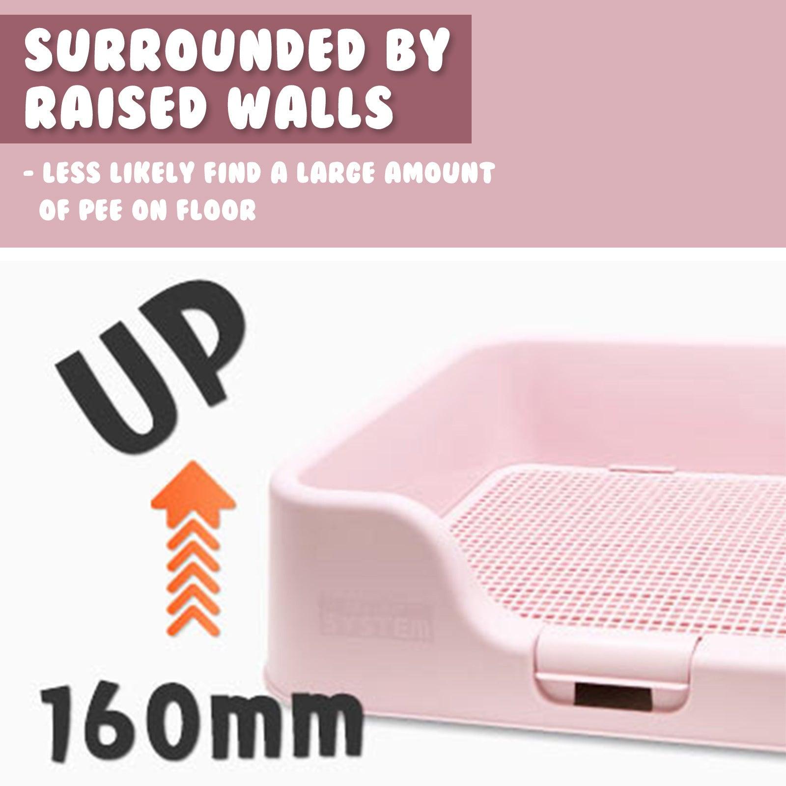 PS KOREA Pink Dog Pet Potty Tray Training Toilet Raised Walls T1 - Pet Parlour Australia