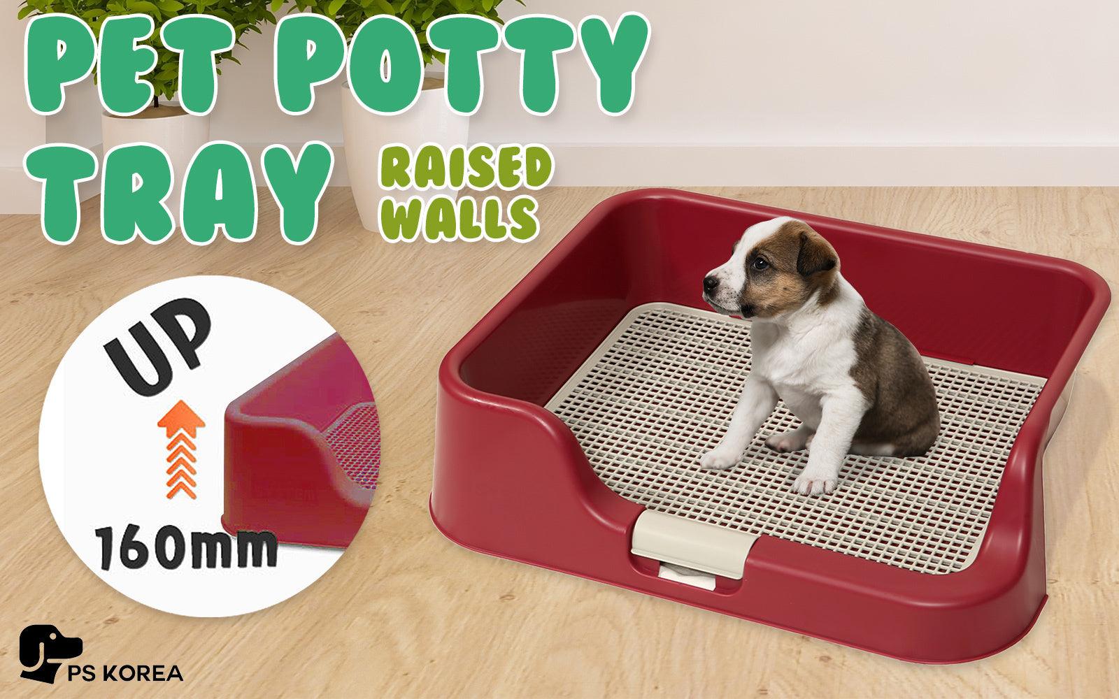 PS KOREA Wine Dog Pet Potty Tray Training Toilet Raised Walls T1 - Pet Parlour Australia