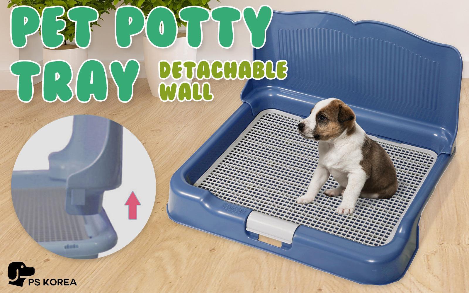 PS KOREA Blue Dog Pet Potty Tray Training Toilet Detachable Wall T2 - Pet Parlour Australia