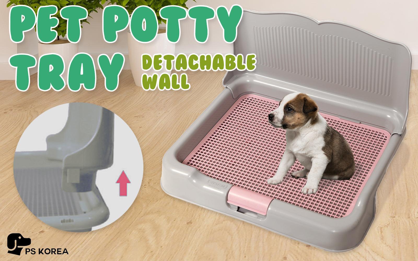 PS KOREA Grey Dog Pet Potty Tray Training Toilet Detachable Wall T2 - Pet Parlour Australia
