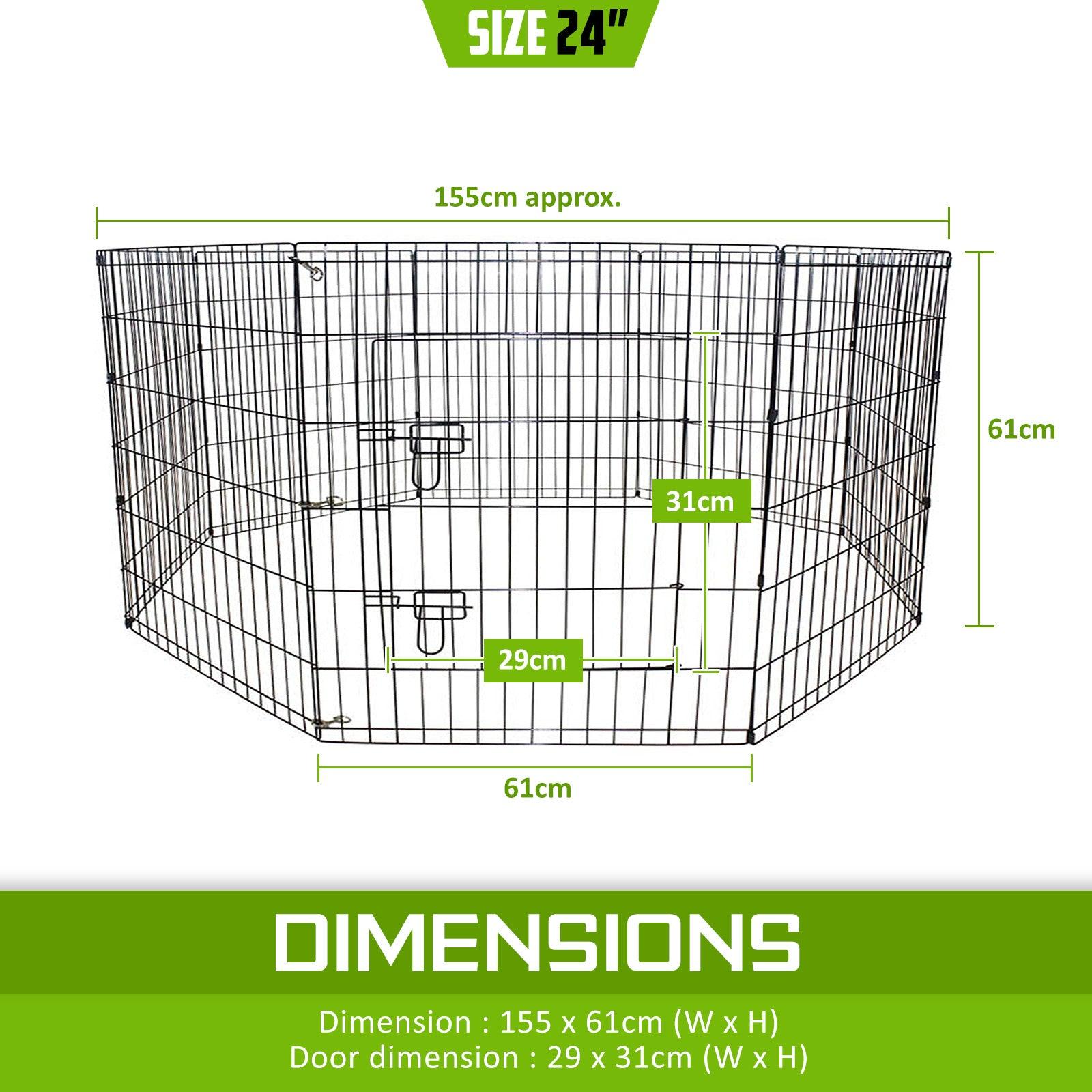 Paw Mate Pet Playpen 8 Panel 24in Foldable Dog Exercise Enclosure Fence Cage - Pet Parlour Australia