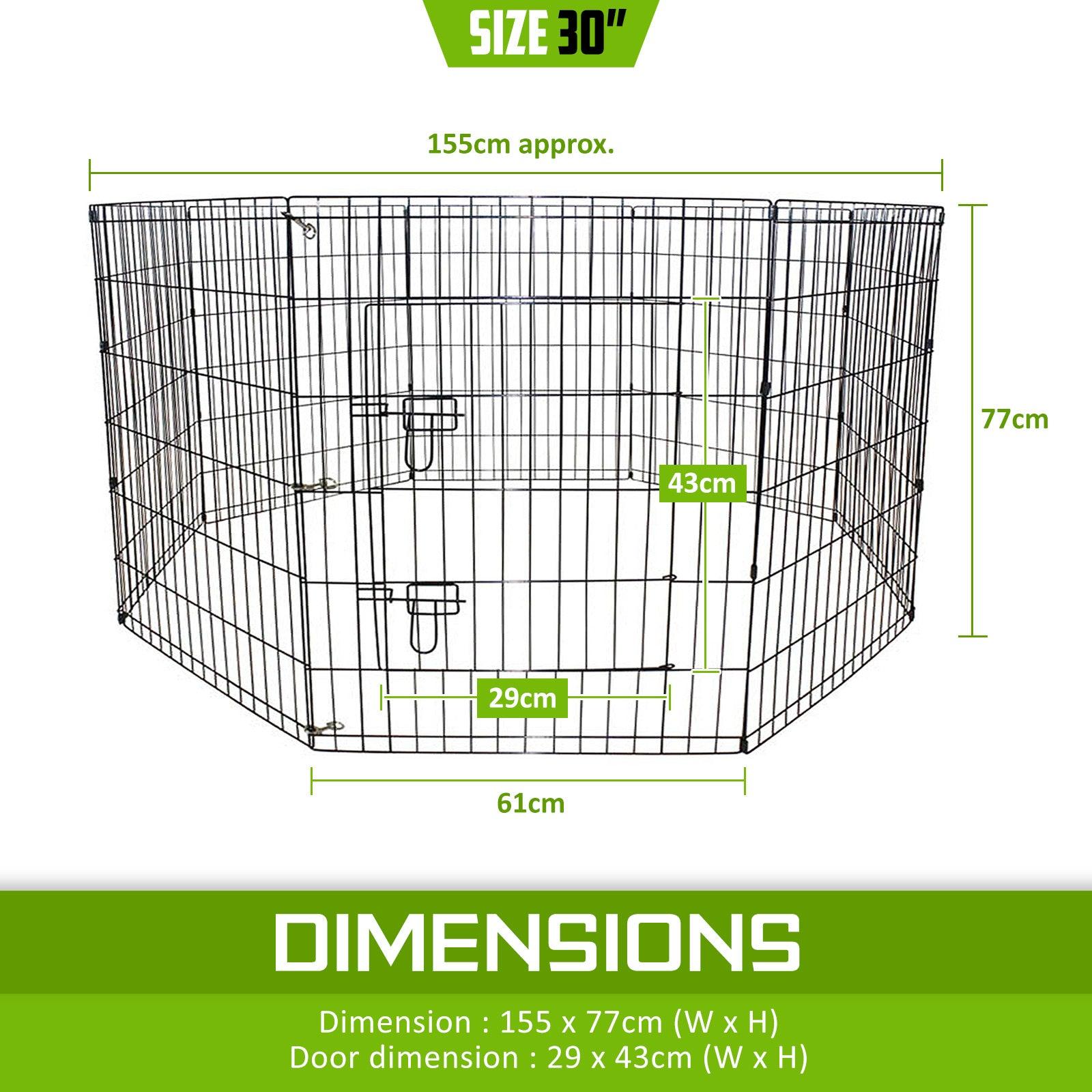 Paw Mate Pet Playpen 8 Panel 30in Foldable Dog Cage + Cover - Pet Parlour Australia