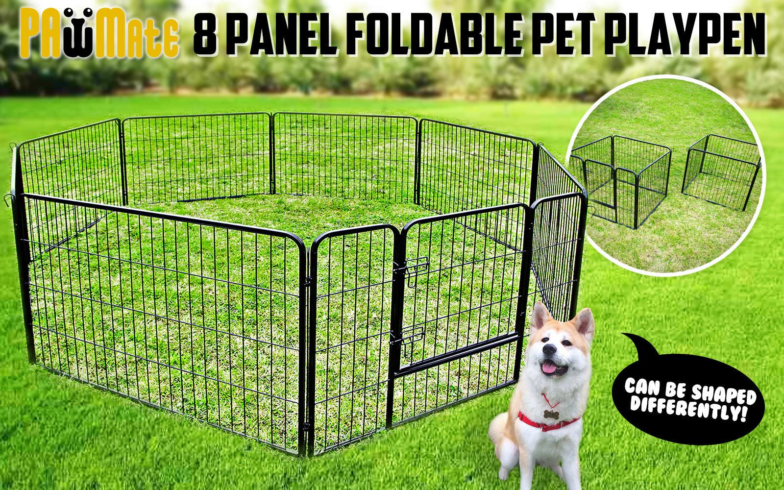 Paw Mate Pet Playpen Heavy Duty 31in 8 Panel Foldable Dog Exercise Enclosure Fence Cage - Pet Parlour Australia