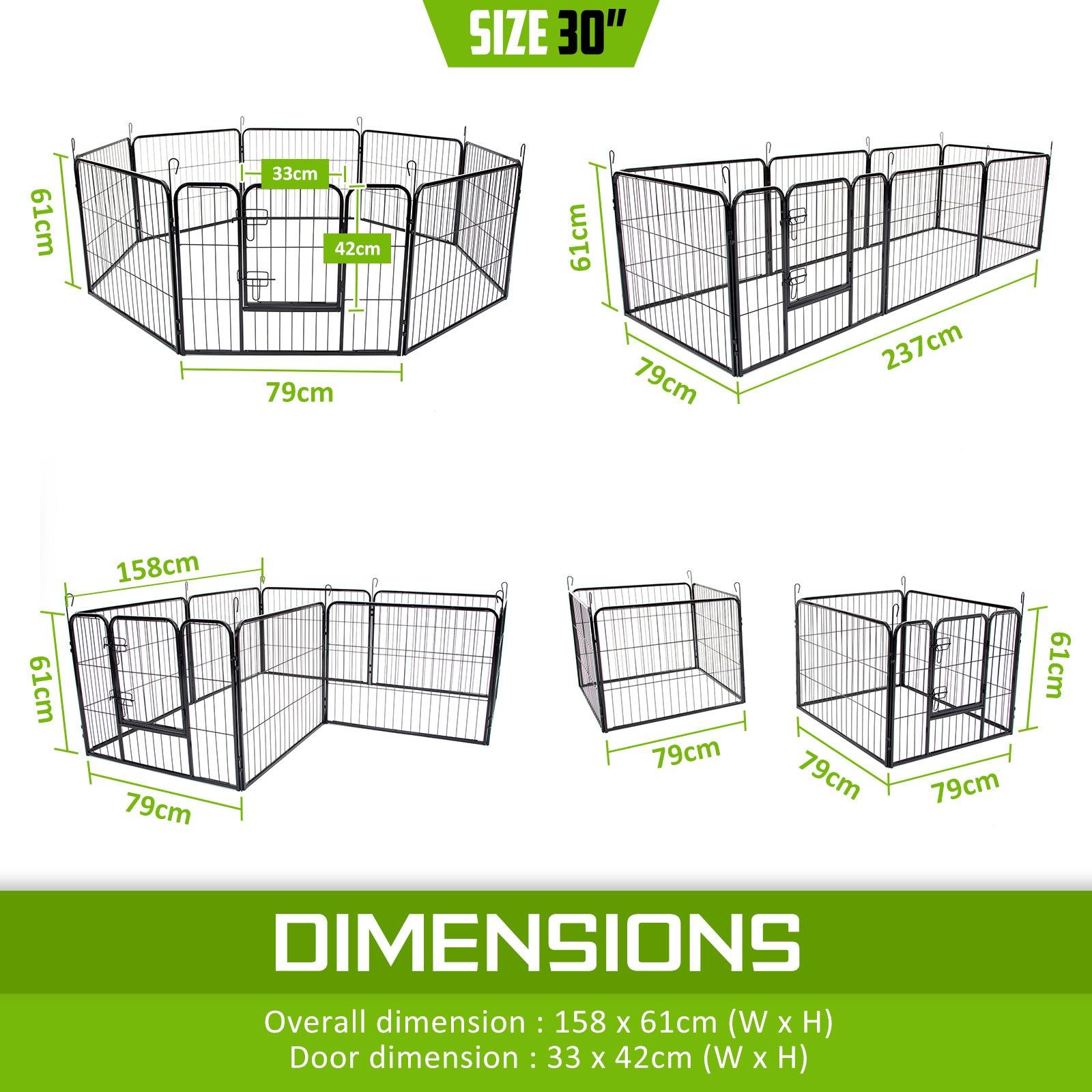 Paw Mate Pet Playpen Heavy Duty 31in 8 Panel Foldable Dog Exercise Enclosure Fence Cage - Pet Parlour Australia