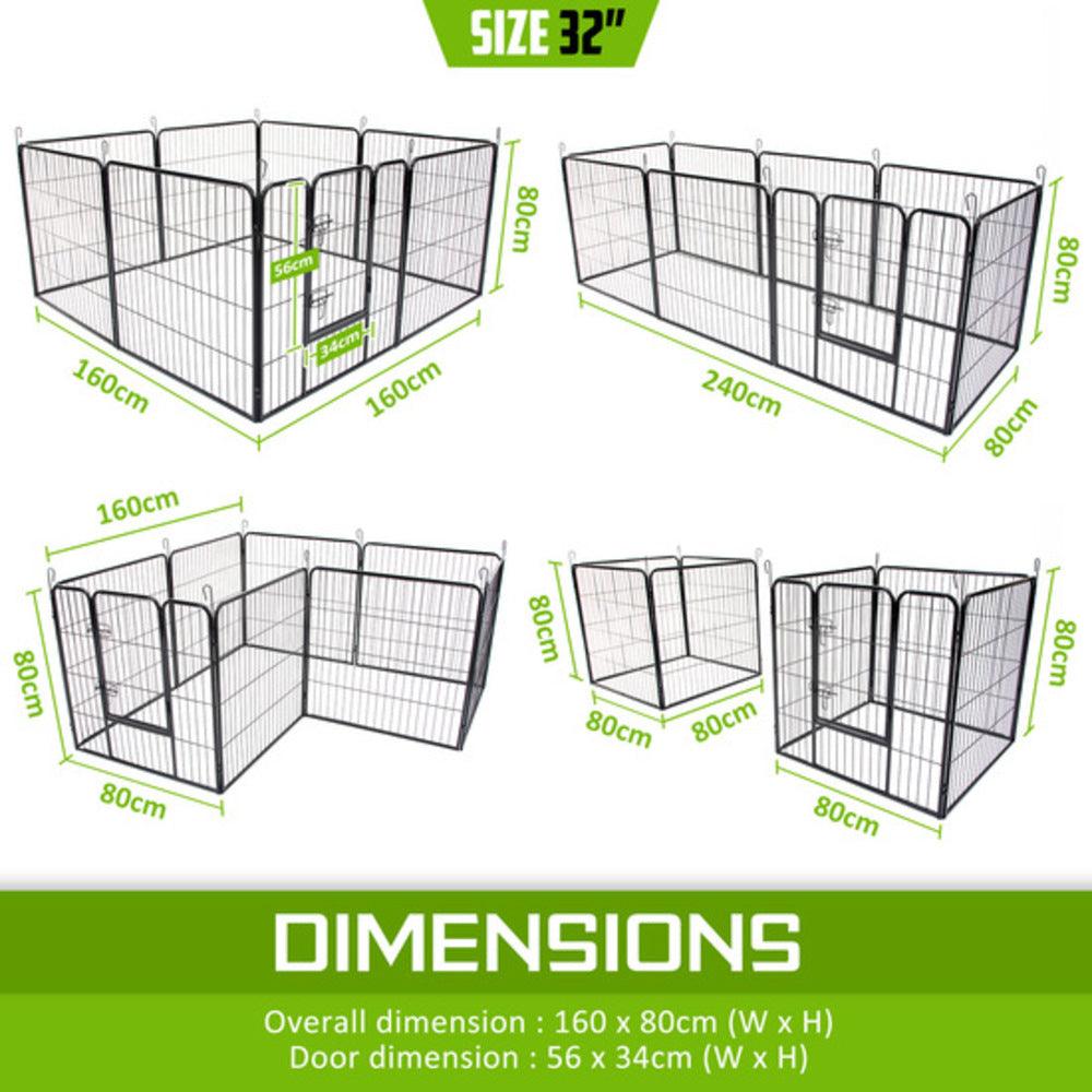 Paw Mate Pet Playpen Heavy Duty 32in 8 Panel Foldable Dog Exercise Enclosure Fence Cage - Pet Parlour Australia