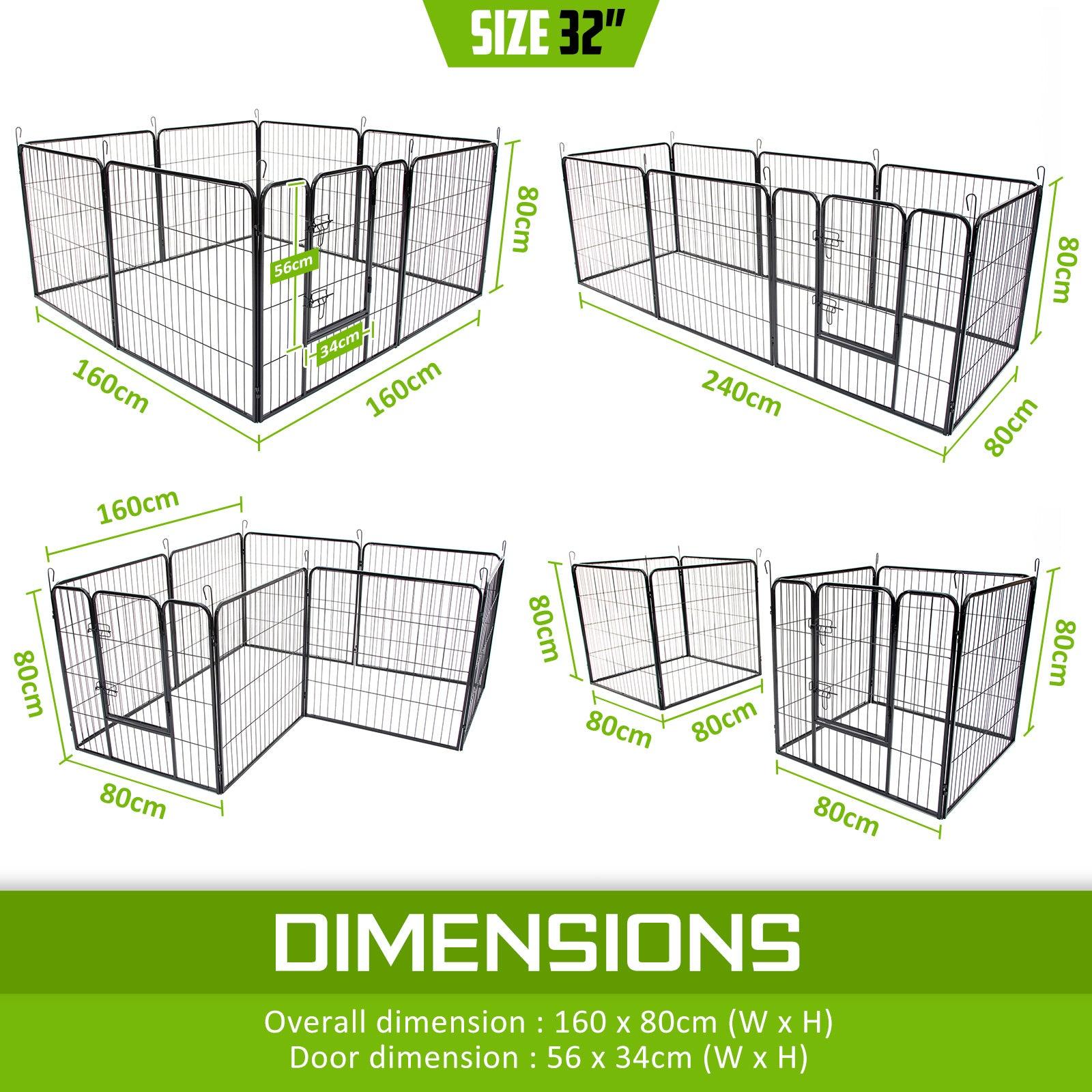 Paw Mate Pet Playpen Heavy Duty 32in 8 Panel Foldable Dog Cage + Cover - Pet Parlour Australia