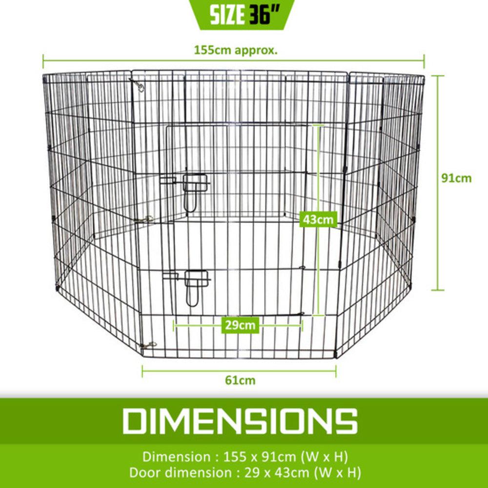 Paw Mate Pet Playpen 8 Panel 36in Foldable Dog Exercise Enclosure Fence Cage - Pet Parlour Australia