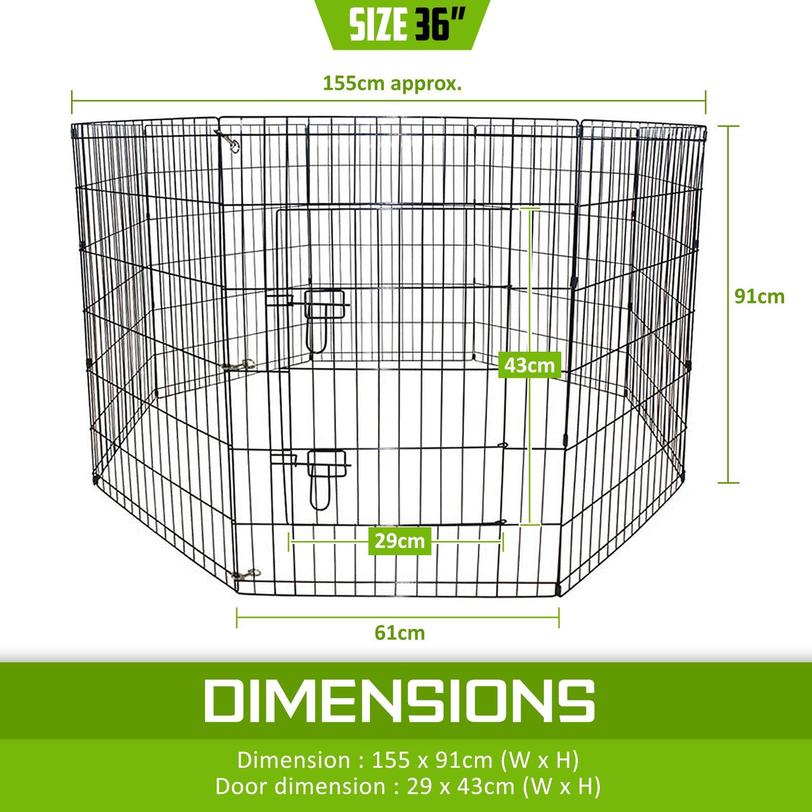 Paw Mate Pet Playpen 8 Panel 36in Foldable Dog Cage + Cover - Pet Parlour Australia