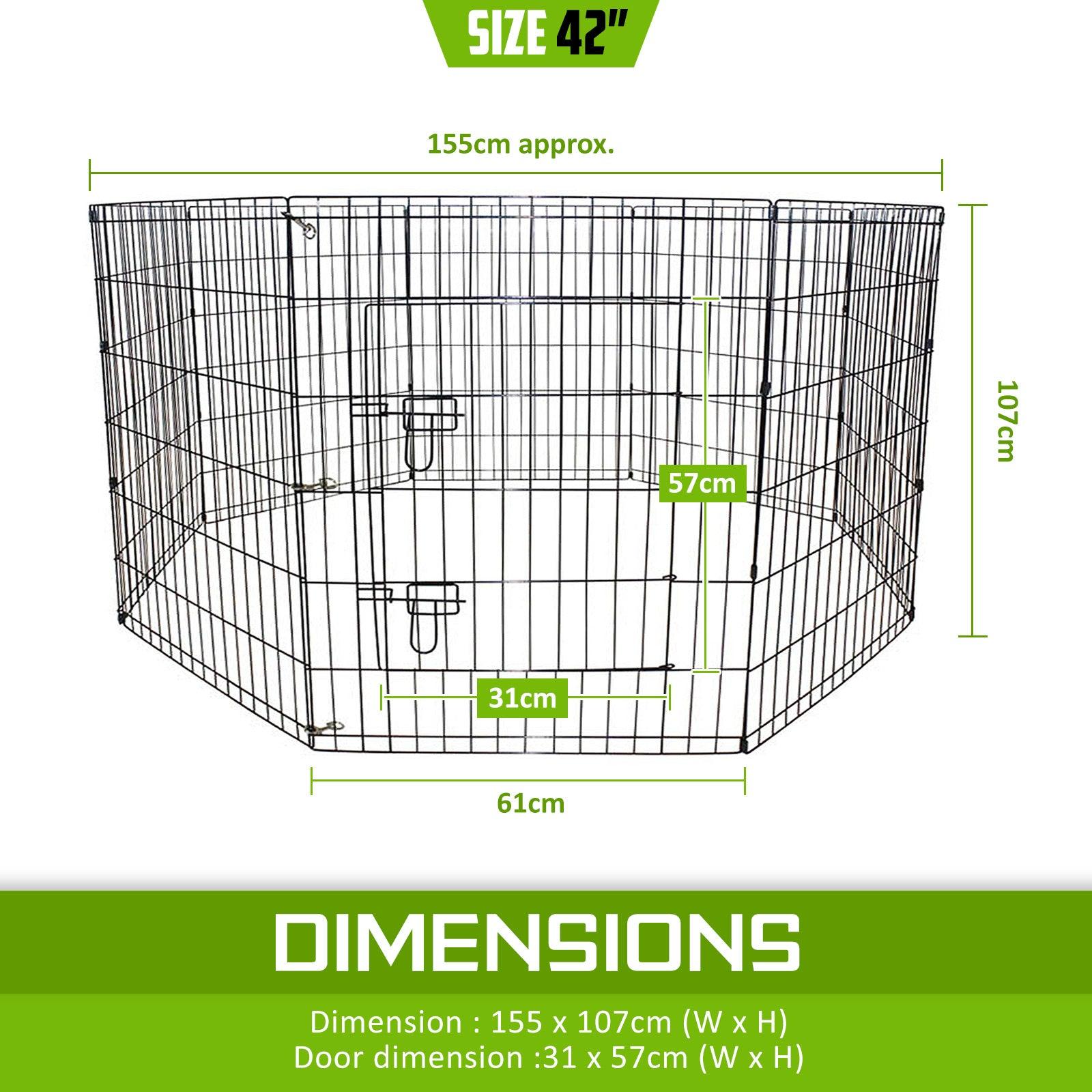 Paw Mate Pet Playpen 8 Panel 42in Foldable Dog Exercise Enclosure Fence Cage - Pet Parlour Australia