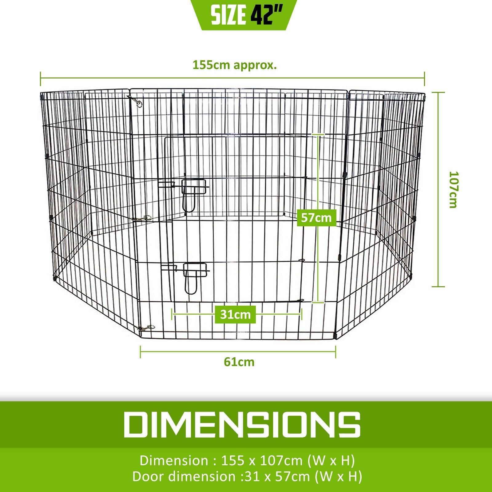 Paw Mate Pet Playpen 8 Panel 42in Foldable Dog Cage + Cover - Pet Parlour Australia
