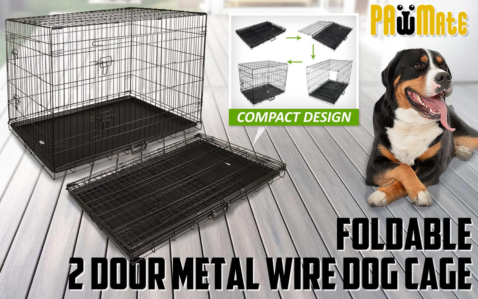 Paw Mate Wire Dog Cage Foldable Crate Kennel 42in with Tray - Pet Parlour Australia