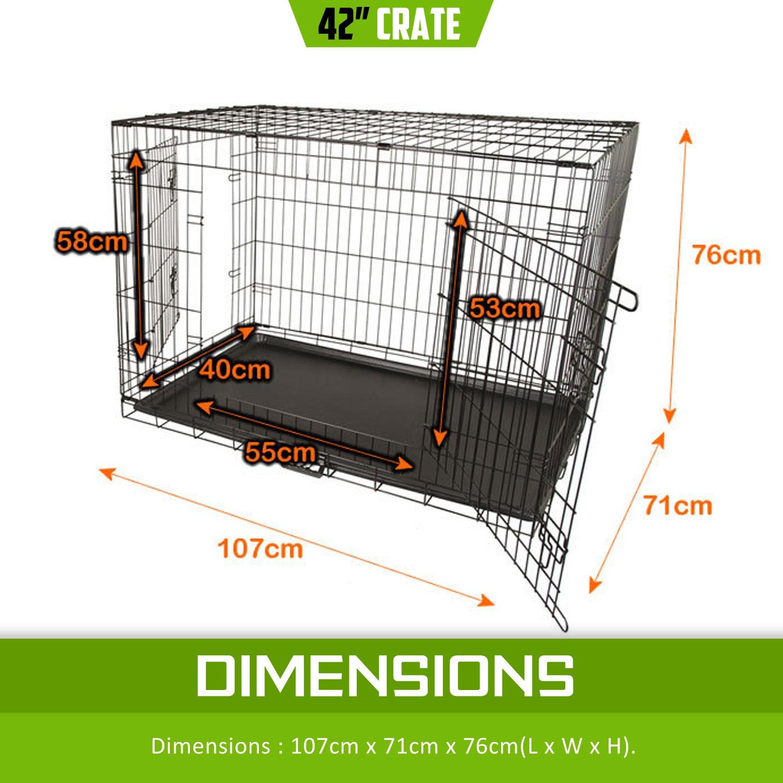 Paw Mate Wire Dog Cage Foldable Crate Kennel 42in with Tray - Pet Parlour Australia