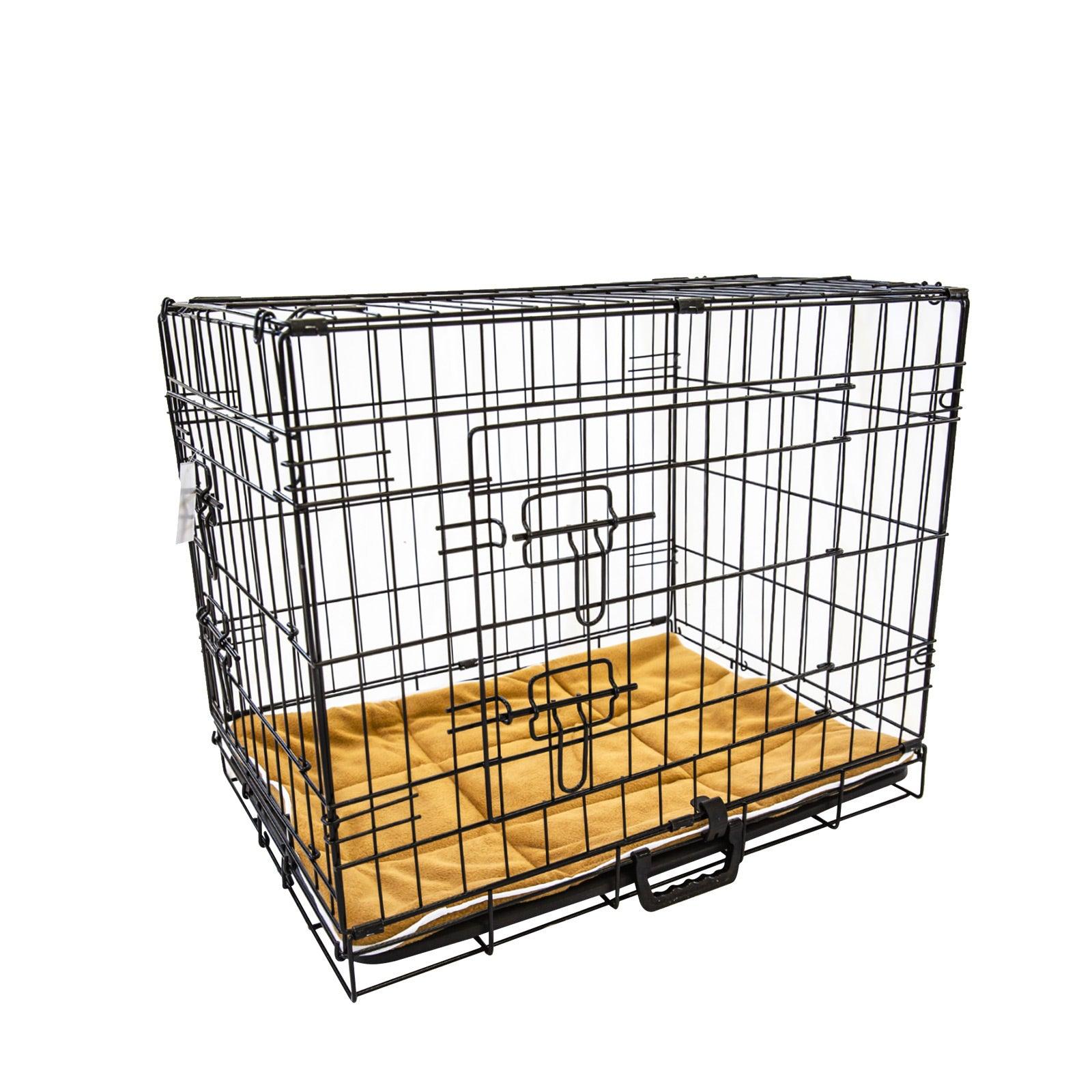 Paw Mate Wire Dog Cage Foldable Crate Kennel 24in with Tray + Cushion Mat Combo - Pet Parlour Australia