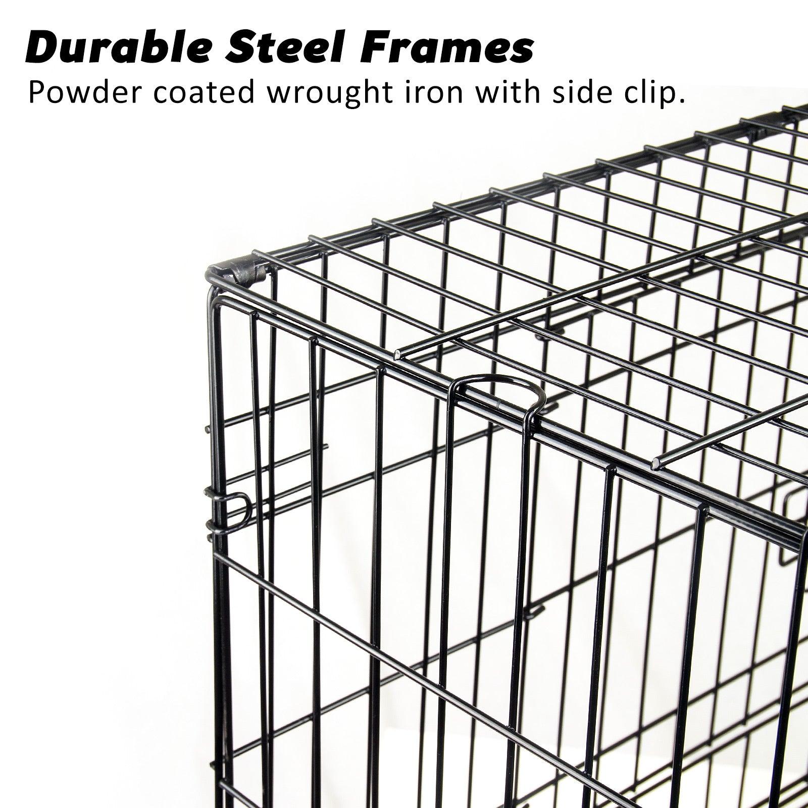 Paw Mate Wire Dog Cage Foldable Crate Kennel 24in with Tray + Cushion Mat Combo - Pet Parlour Australia