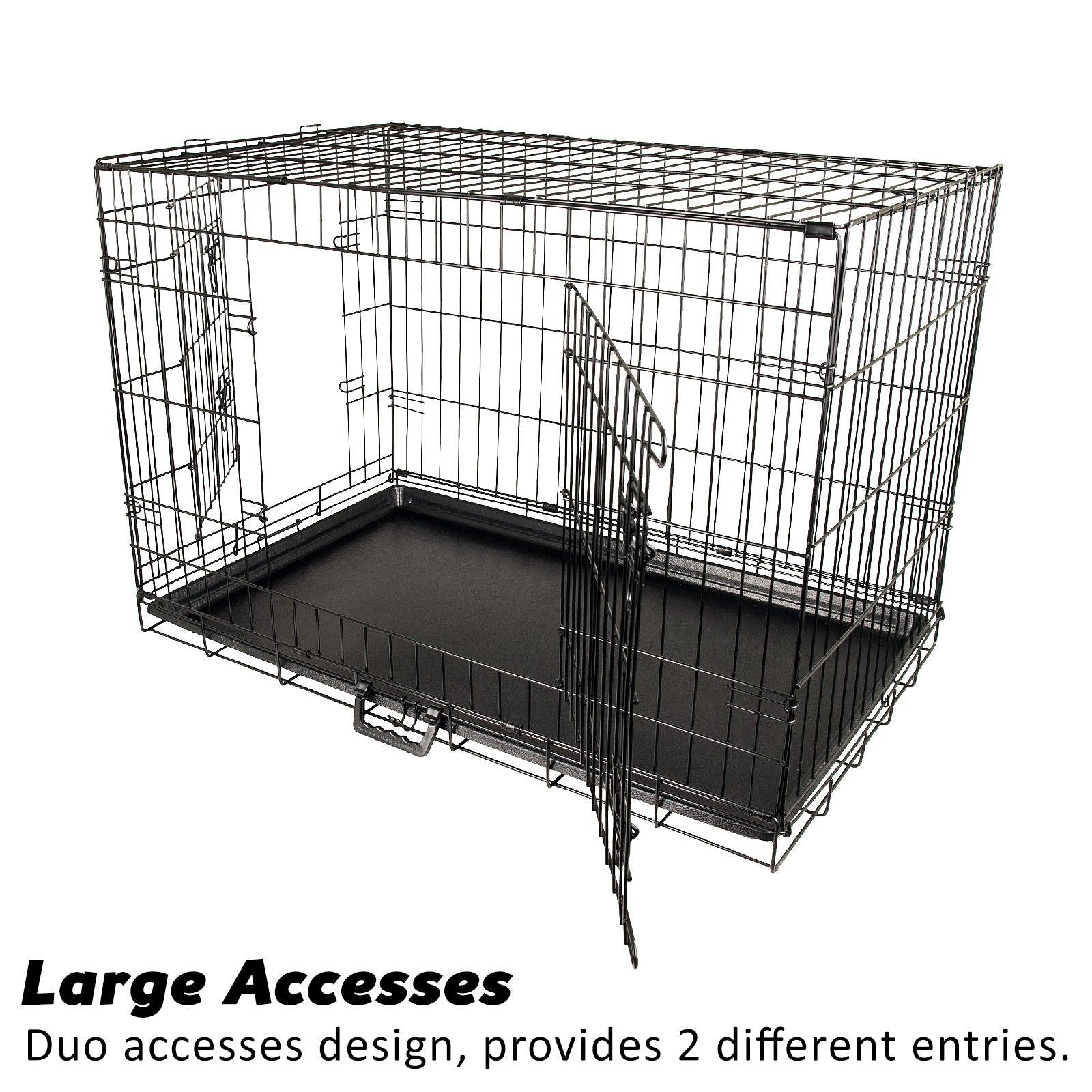 Paw Mate Wire Dog Cage Foldable Crate Kennel 24in with Tray + Cushion Mat Combo - Pet Parlour Australia