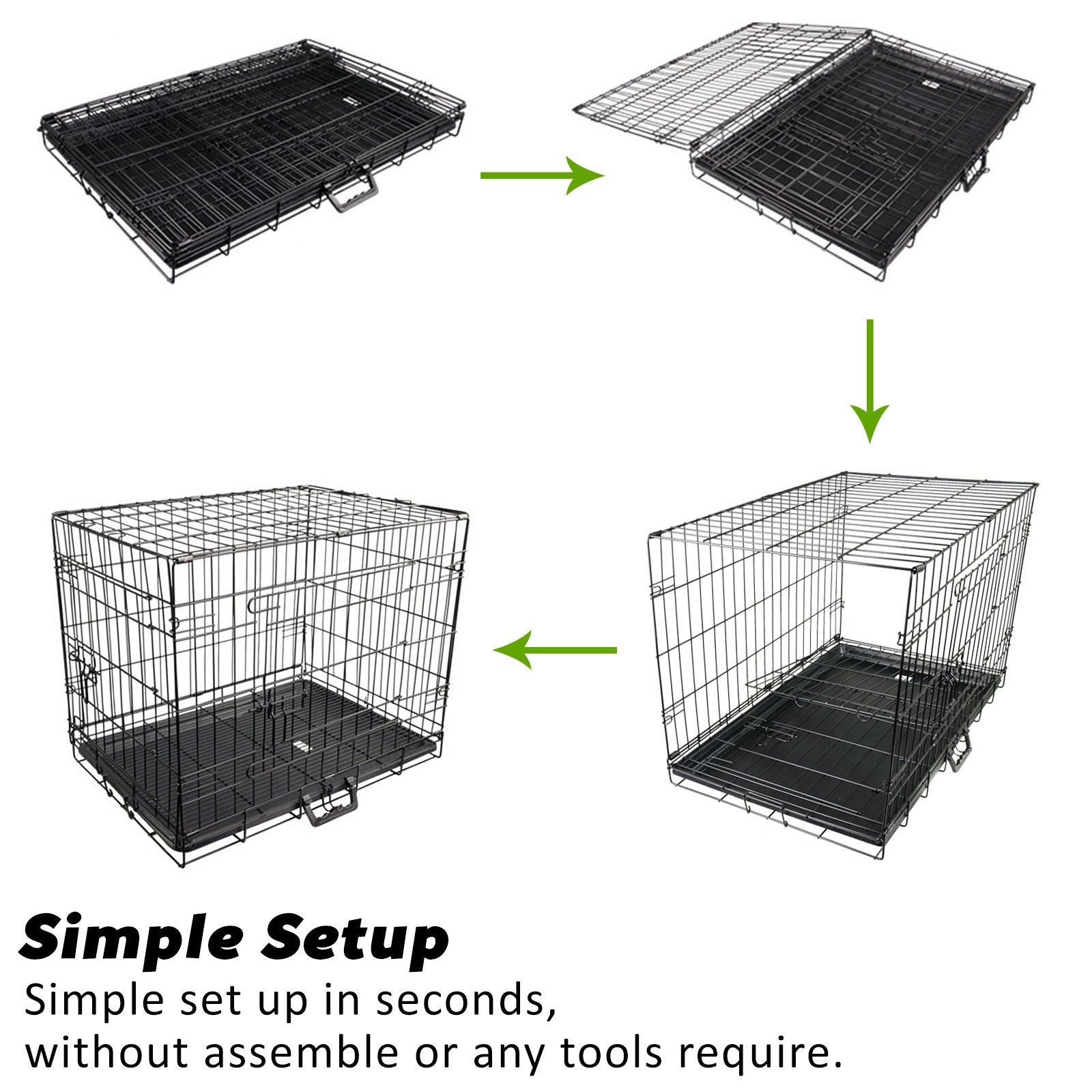 Paw Mate Wire Dog Cage Foldable Crate Kennel 24in with Tray + Cushion Mat Combo - Pet Parlour Australia