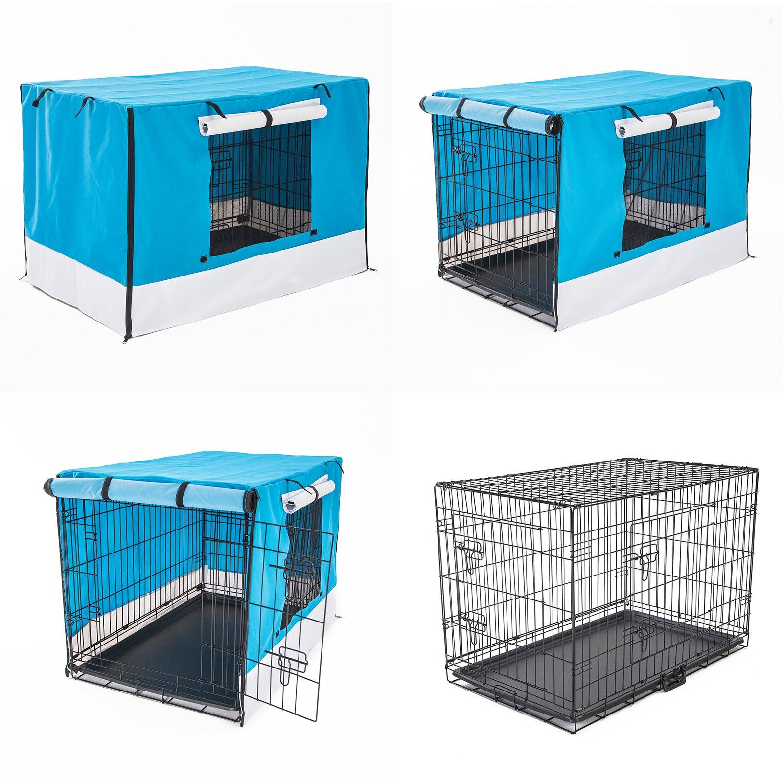 Paw Mate Wire Dog Cage Foldable Crate Kennel 24in with Tray + Blue Cover Combo - Pet Parlour Australia