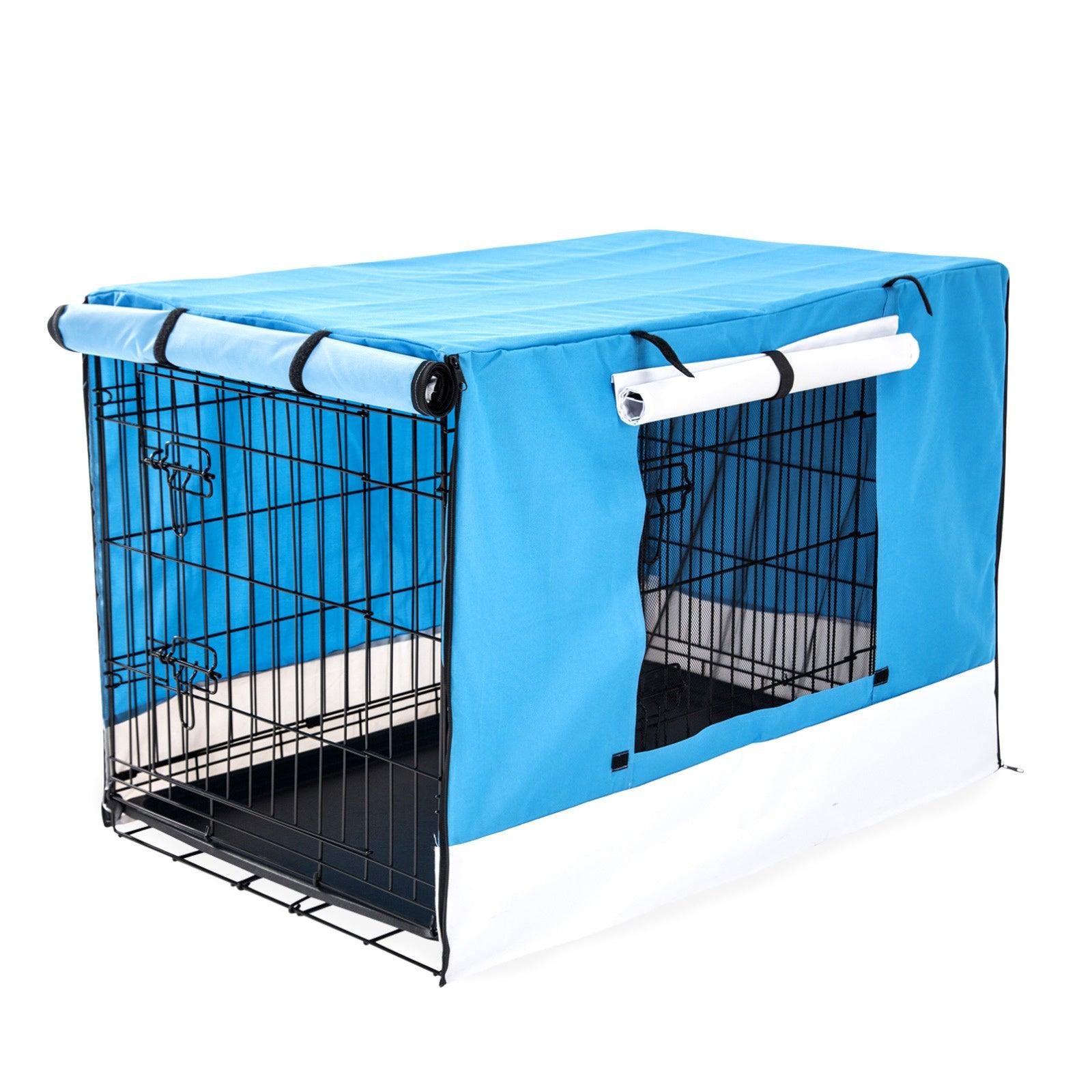 Paw Mate Wire Dog Cage Foldable Crate Kennel 48in with Tray + Blue Cover Combo - Pet Parlour Australia