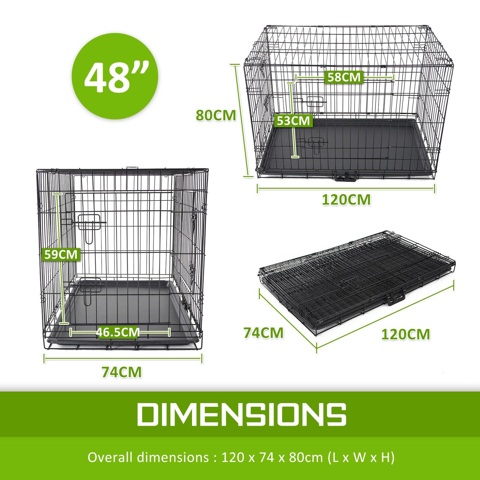 Paw Mate Wire Dog Cage Foldable Crate Kennel 48in with Tray + Blue Cover Combo - Pet Parlour Australia