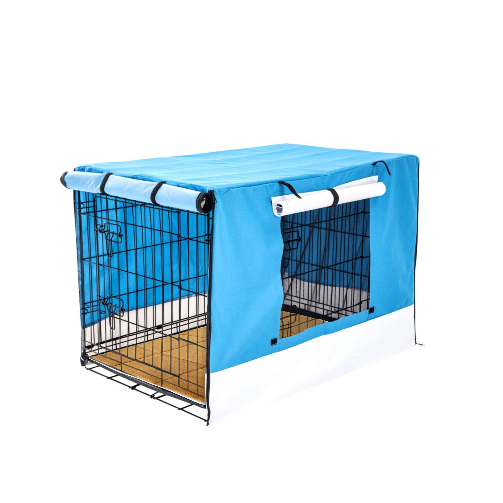 Paw Mate Wire Dog Cage Crate 24in with Tray + Cushion Mat + Blue Cover Combo - Pet Parlour Australia