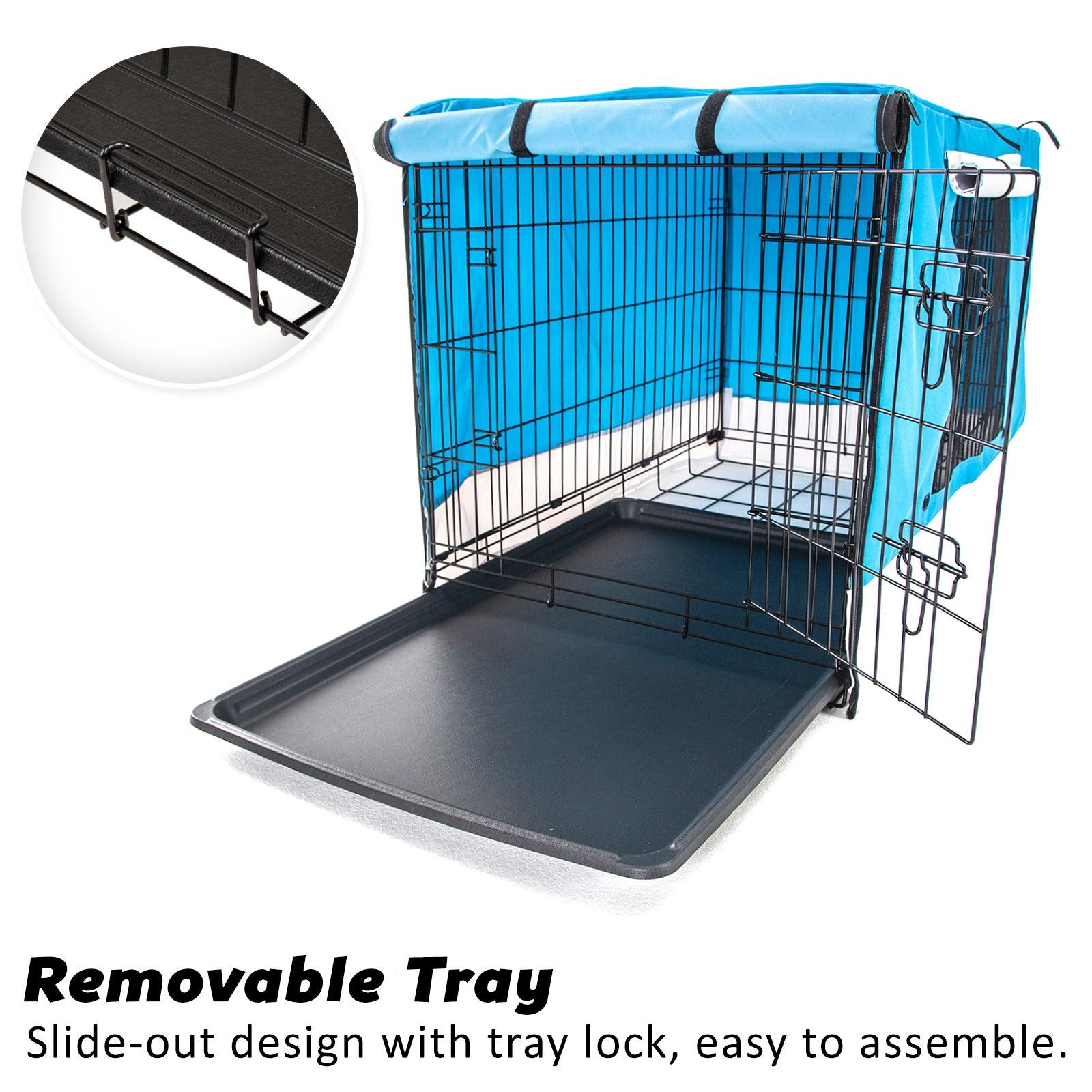 Paw Mate Wire Dog Cage Crate 24in with Tray + Cushion Mat + Blue Cover Combo - Pet Parlour Australia