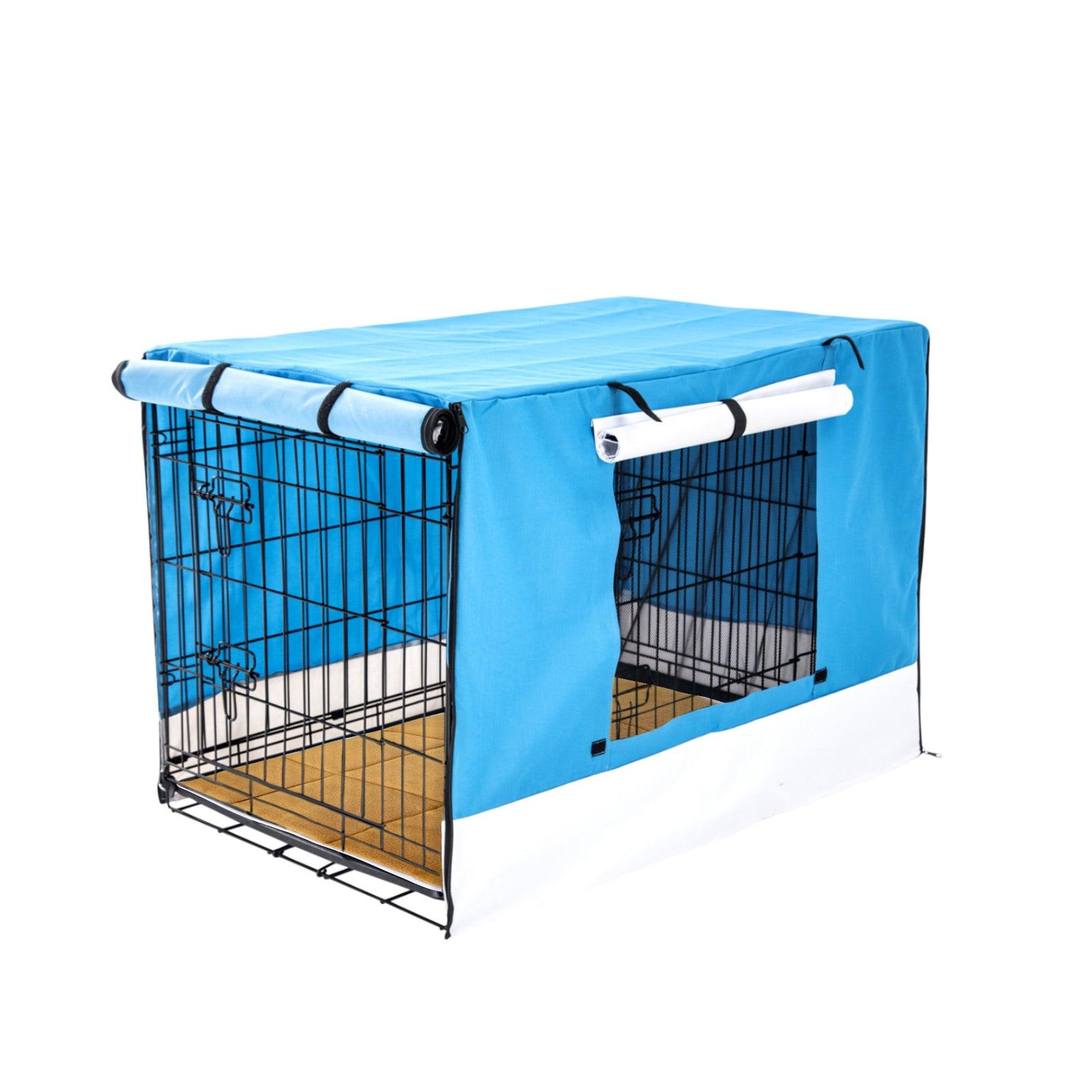 Paw Mate Wire Dog Cage Crate 30in with Tray + Cushion Mat + Blue Cover Combo - Pet Parlour Australia