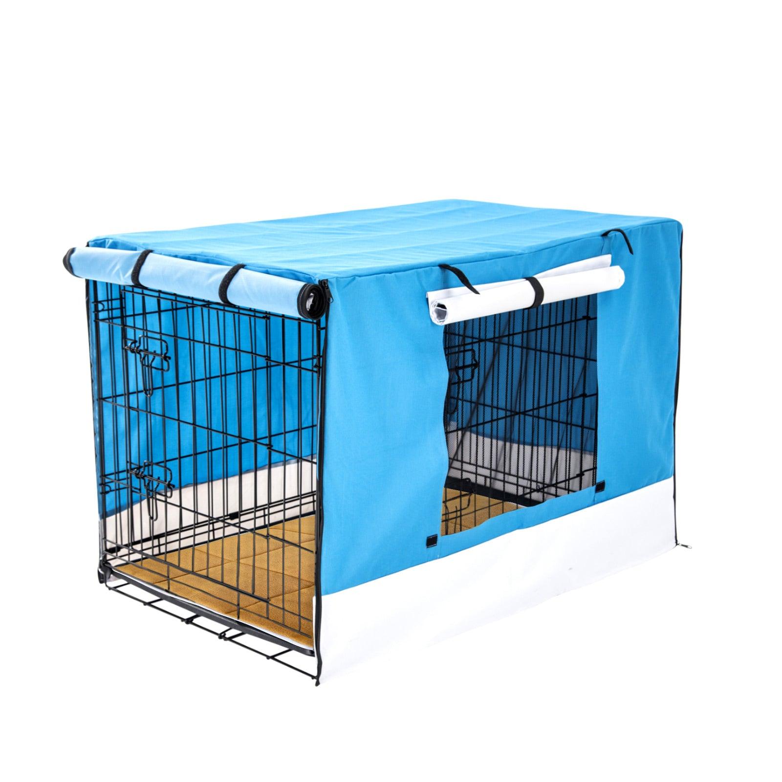 Paw Mate Wire Dog Cage Crate 36in with Tray + Cushion Mat + Blue Cover Combo - Pet Parlour Australia