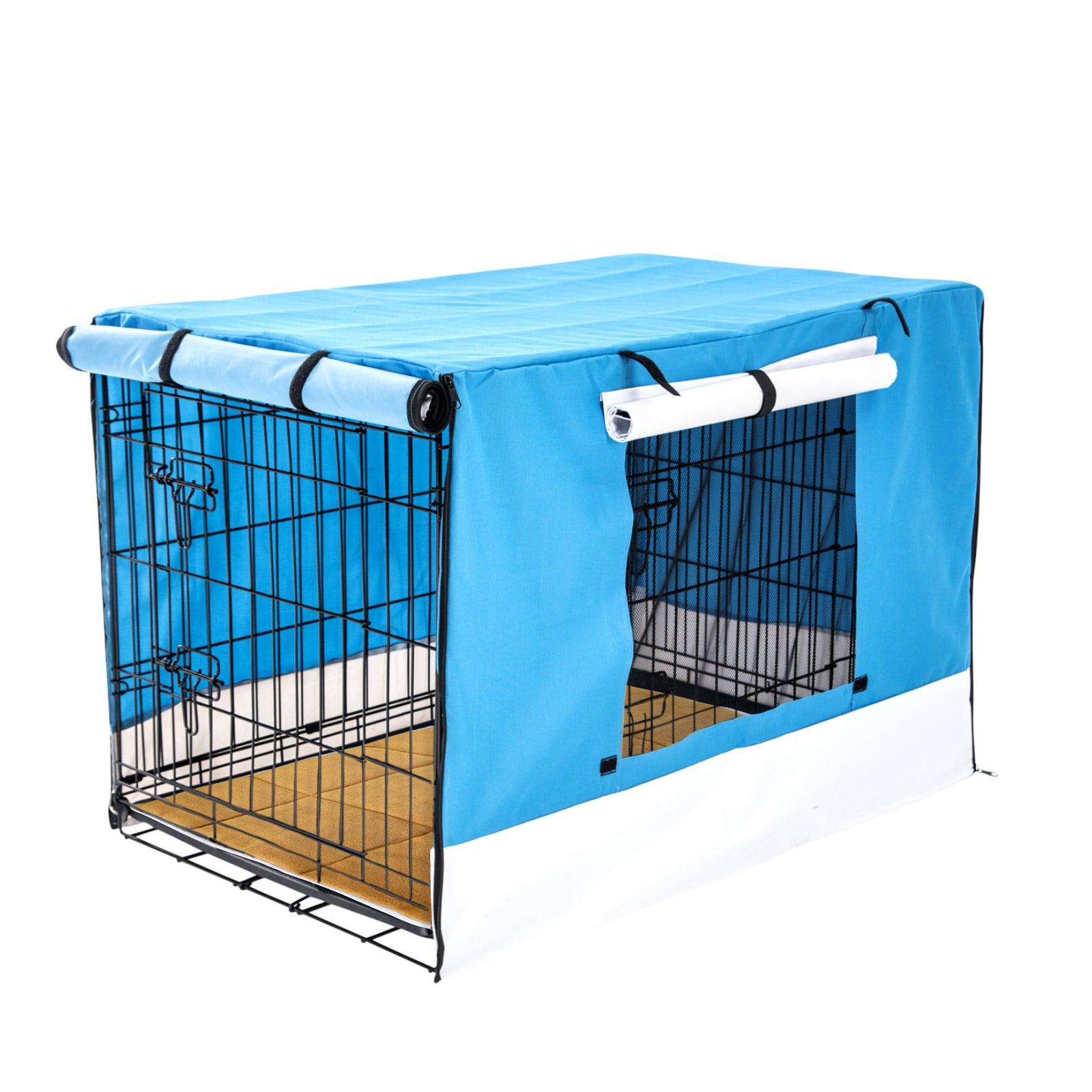 Paw Mate Wire Dog Cage Crate 42in with Tray + Cushion Mat + Blue Cover Combo - Pet Parlour Australia