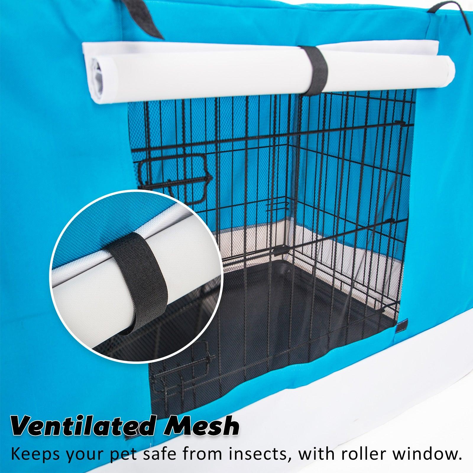 Paw Mate Wire Dog Cage Crate 42in with Tray + Cushion Mat + Blue Cover Combo - Pet Parlour Australia