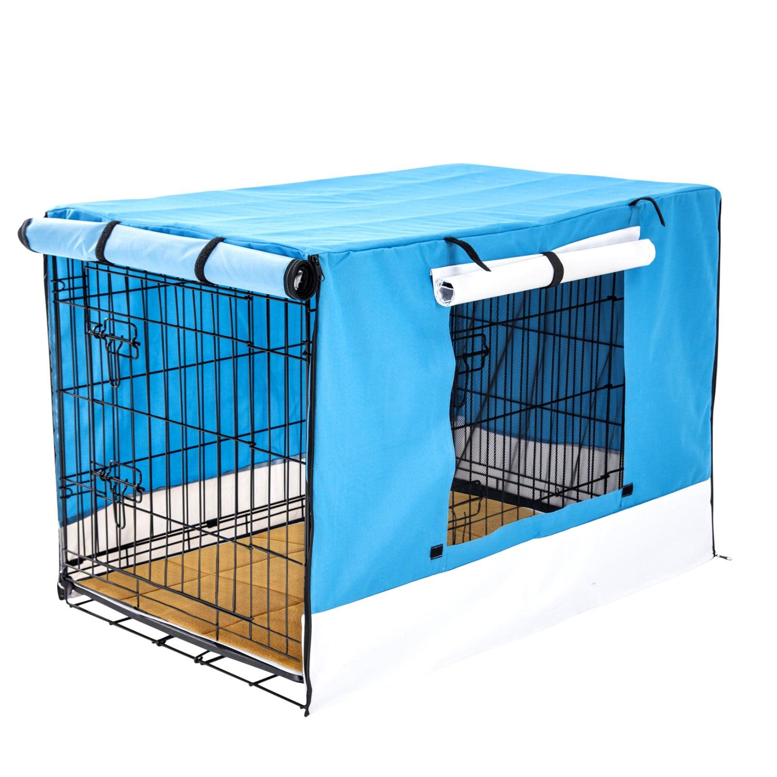 Paw Mate Wire Dog Cage Crate 48in with Tray + Cushion Mat + Blue Cover Combo - Pet Parlour Australia