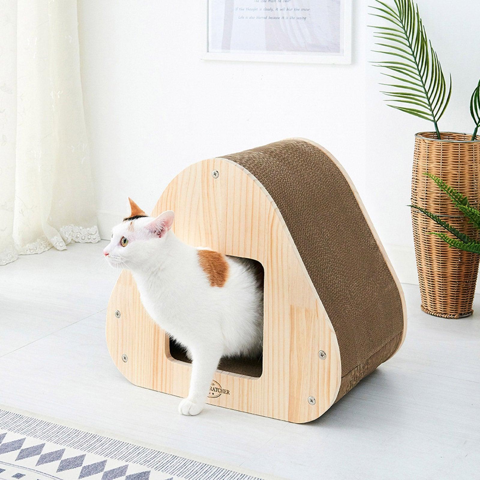 Yaomi Wood Triangle Cat Scratcher Sofa Pet Bed - Pet Parlour Australia