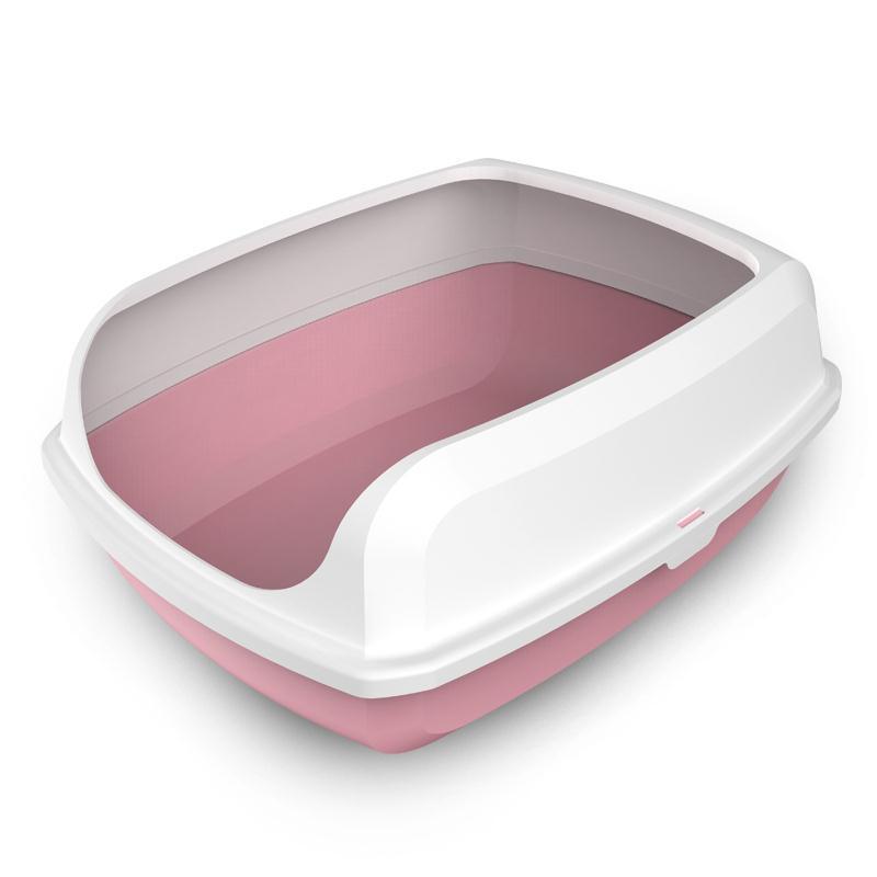 2 x Medium High Side Large Portable Open Cat Toilet Litter Box Tray House With Scoop Pink - Pet Parlour Australia