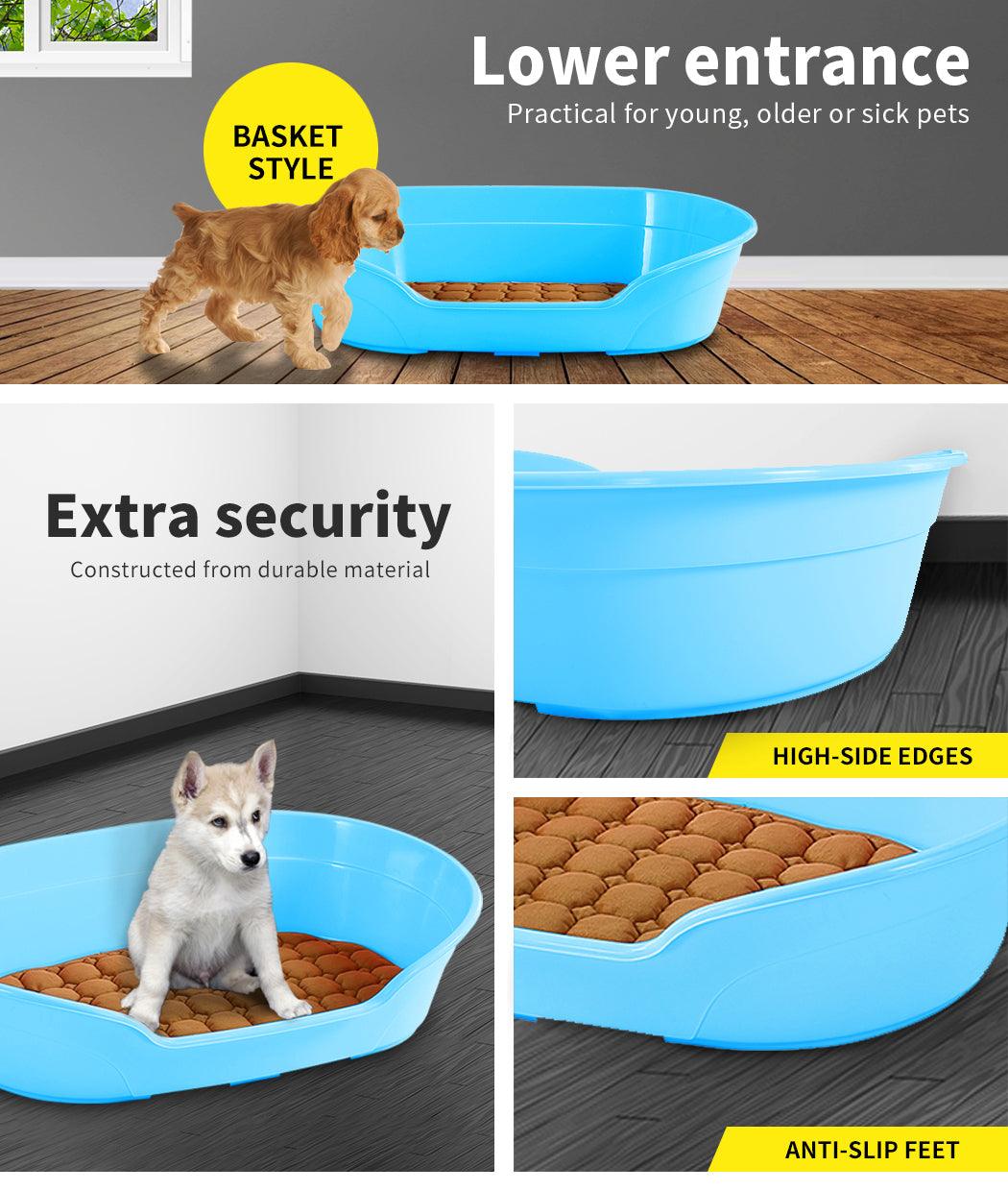 Pet Bed Small Plastic Dog Bedding Sleeping Resting Washable Basket Blue - Pet Parlour Australia