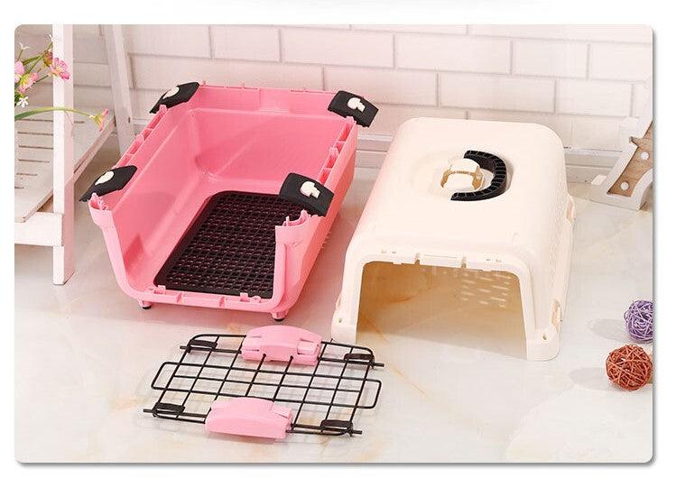 Medium Portable Plastic Dog Cat Pet Pets Carrier Travel Cage With Tray-Pink - Pet Parlour Australia