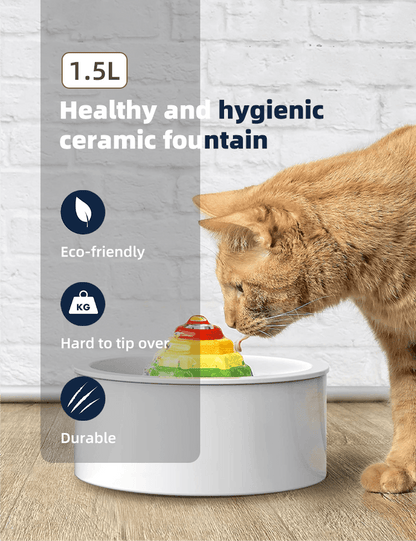 Ceramic Electric Pet Water Fountain Dog Cat Water Feeder Bowl Dispenser - Pet Parlour Australia