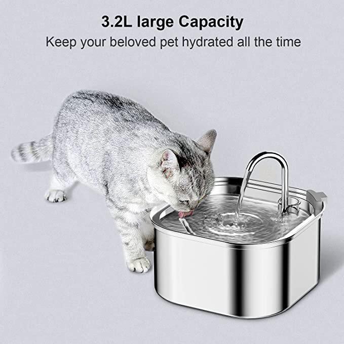 3.2L Automatic Electric Pet Water Fountain Dog Cat Stainless Steel Feeder Bowl Dispenser - Pet Parlour Australia