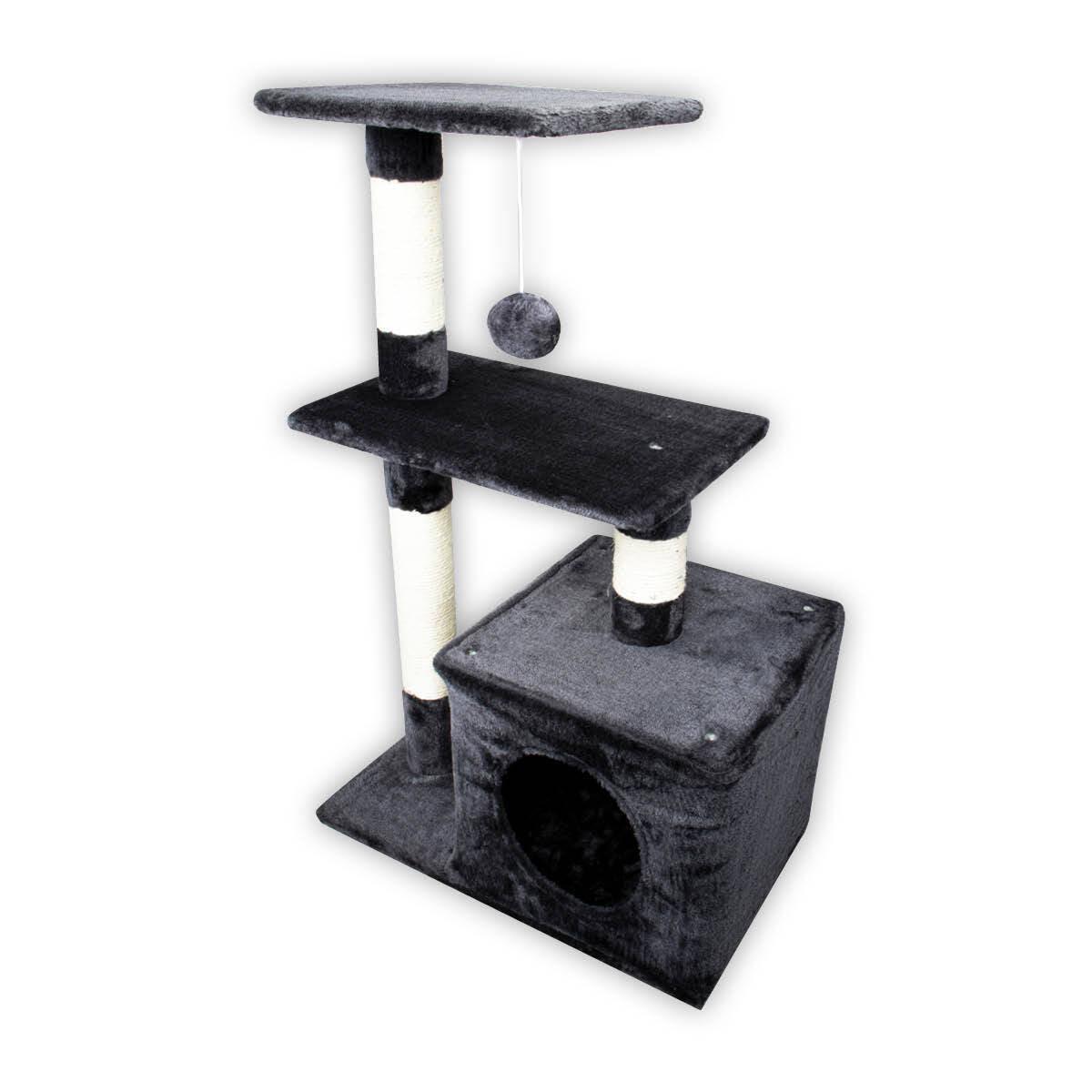 Pet Basic 3 Level Cat Scratching Tower &amp; Playhouse Scratch 80 x 40 x 50cm - Pet Parlour Australia