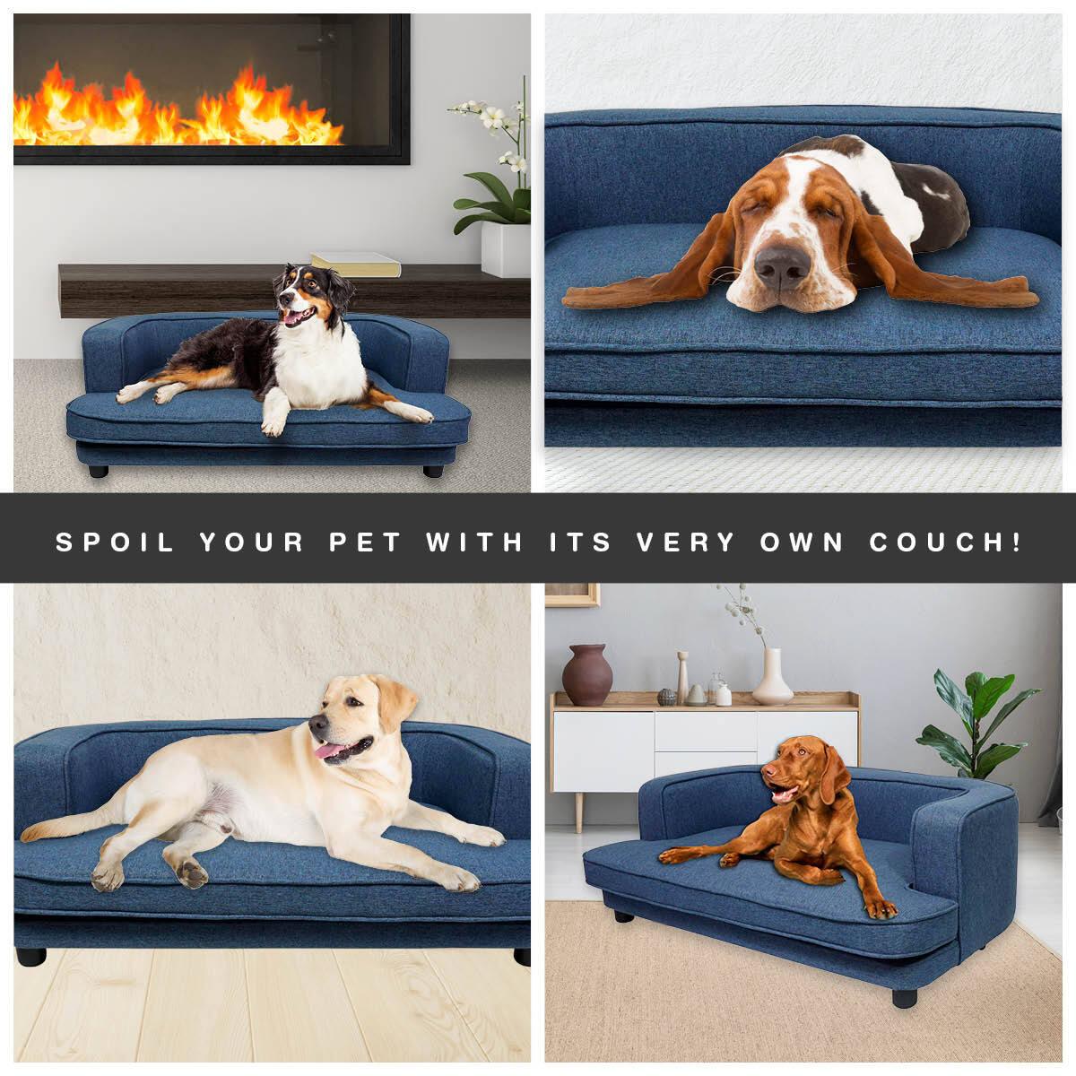 Pet Basic Pet Sofa Bed Stylish Luxurious Sturdy Washable Fabric Blue 98cm - Pet Parlour Australia