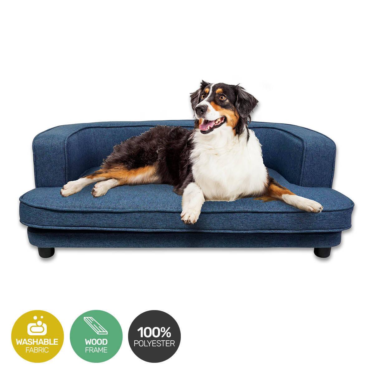 Pet Basic Pet Sofa Bed Stylish Luxurious Sturdy Washable Fabric Blue 98cm - Pet Parlour Australia